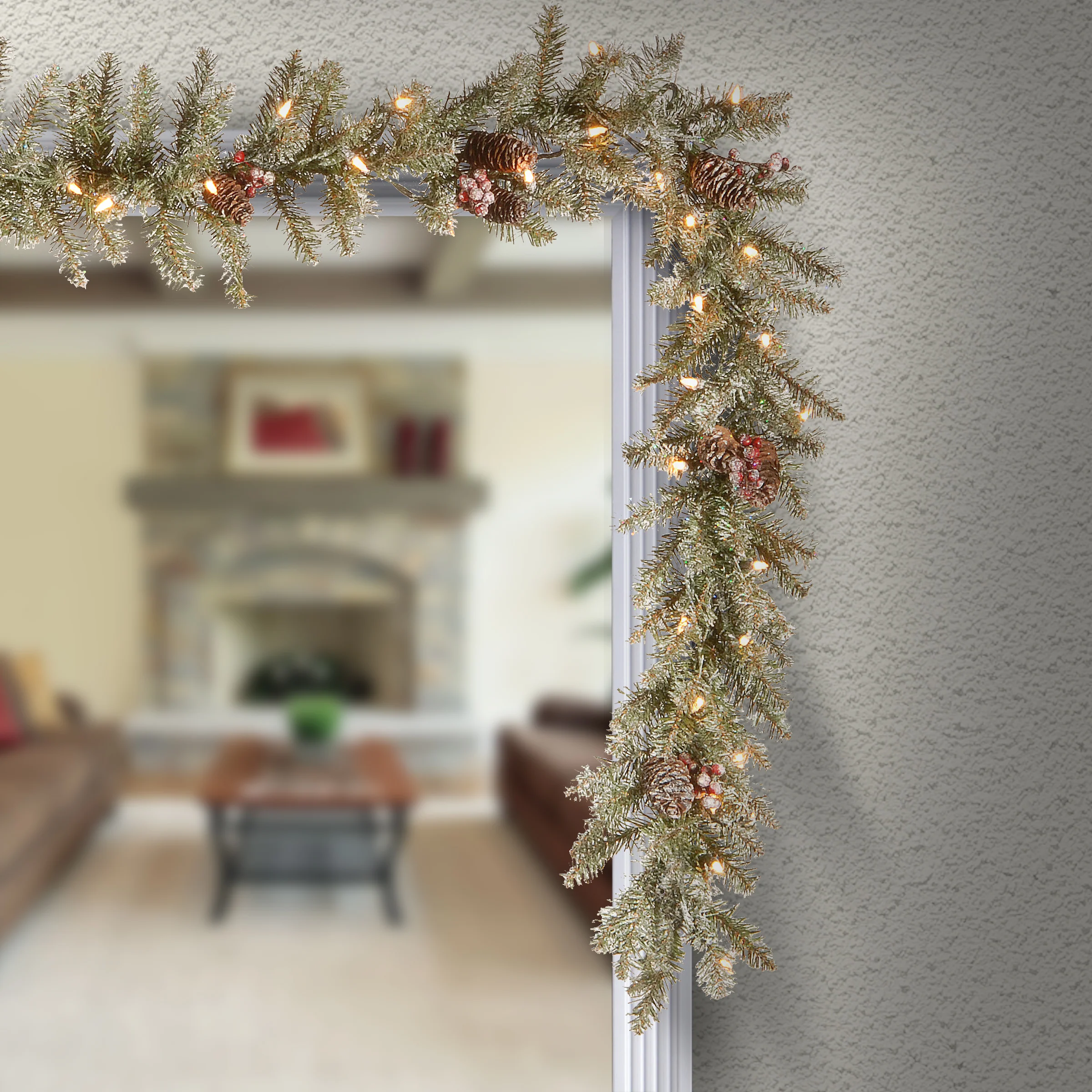 9 ft. Pre-Lit Dunhill Fir Garland with Clear Lights, Plug-In - Image 2