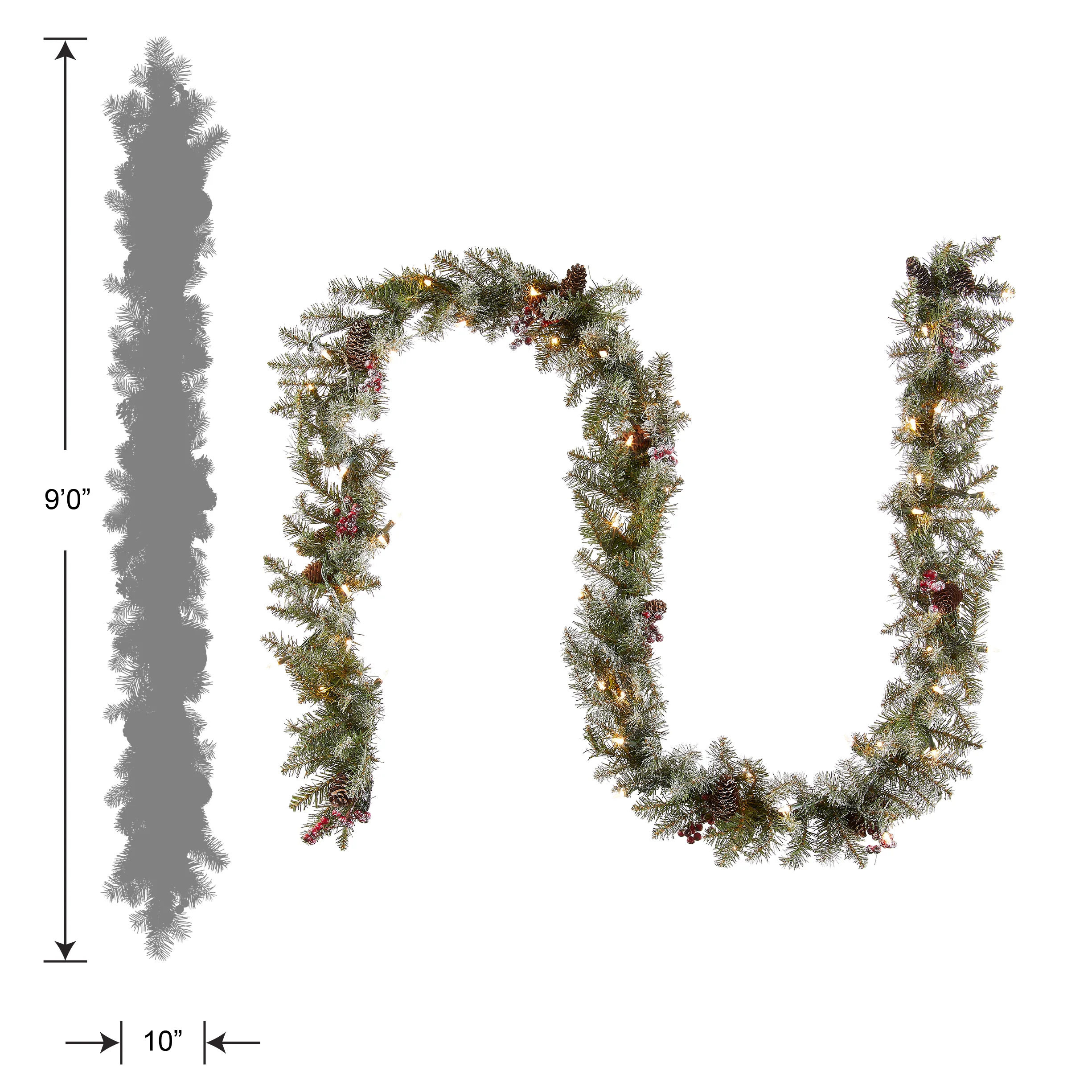 9 ft. Pre-Lit Dunhill Fir Garland with Clear Lights, Plug-In - Image 6