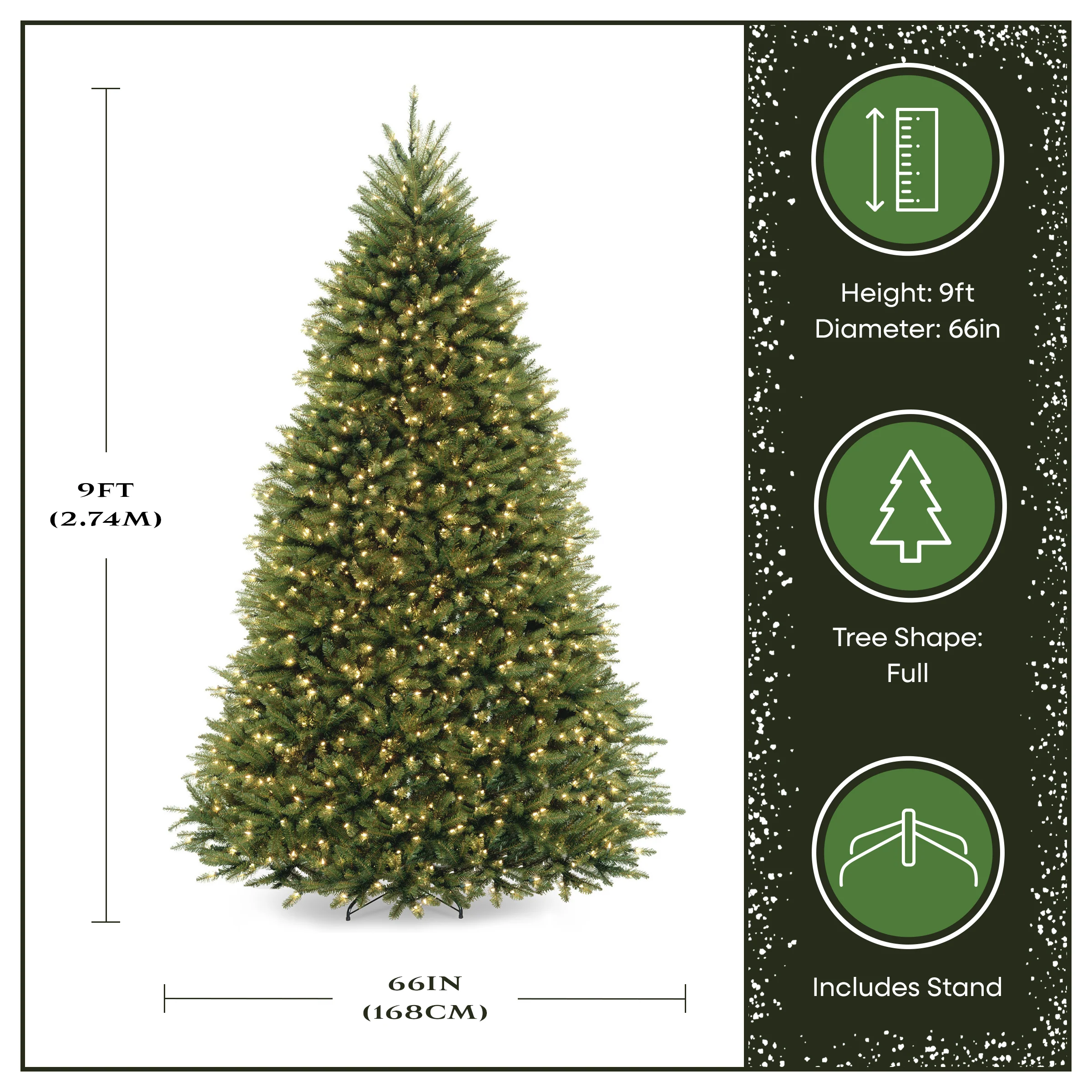 9 ft. Pre-Lit Dunhill Fir Tree with PowerConnect  Dual Color LED Lights, Plug-In - Image 3