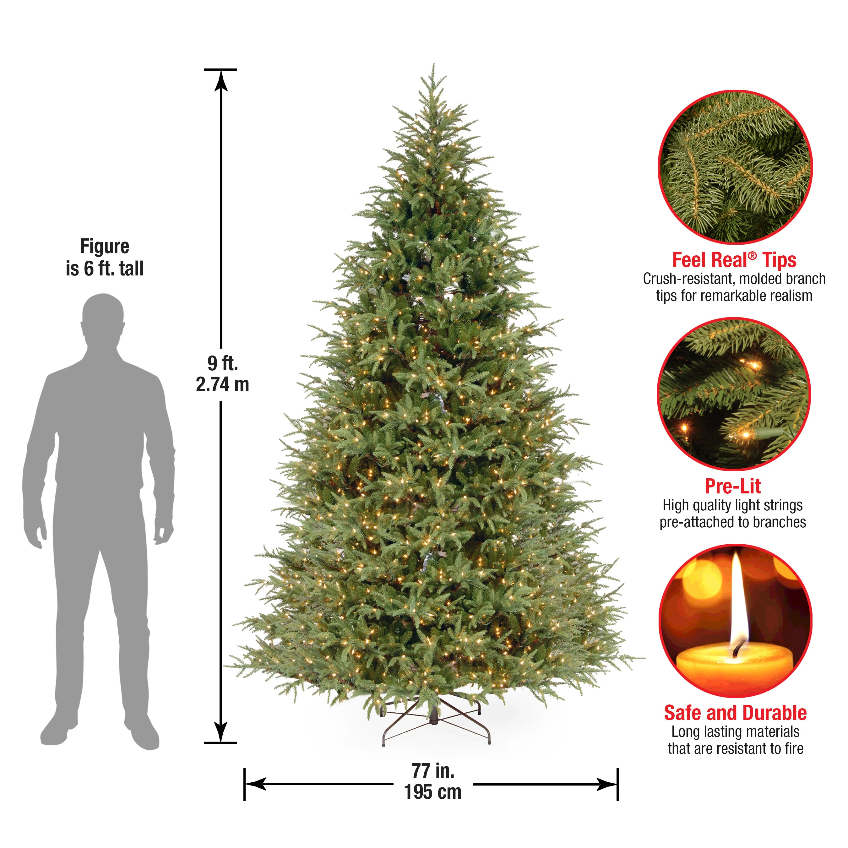 9 ft. Pre-Lit Frasier Grande Tree with Clear Lights - Image 5