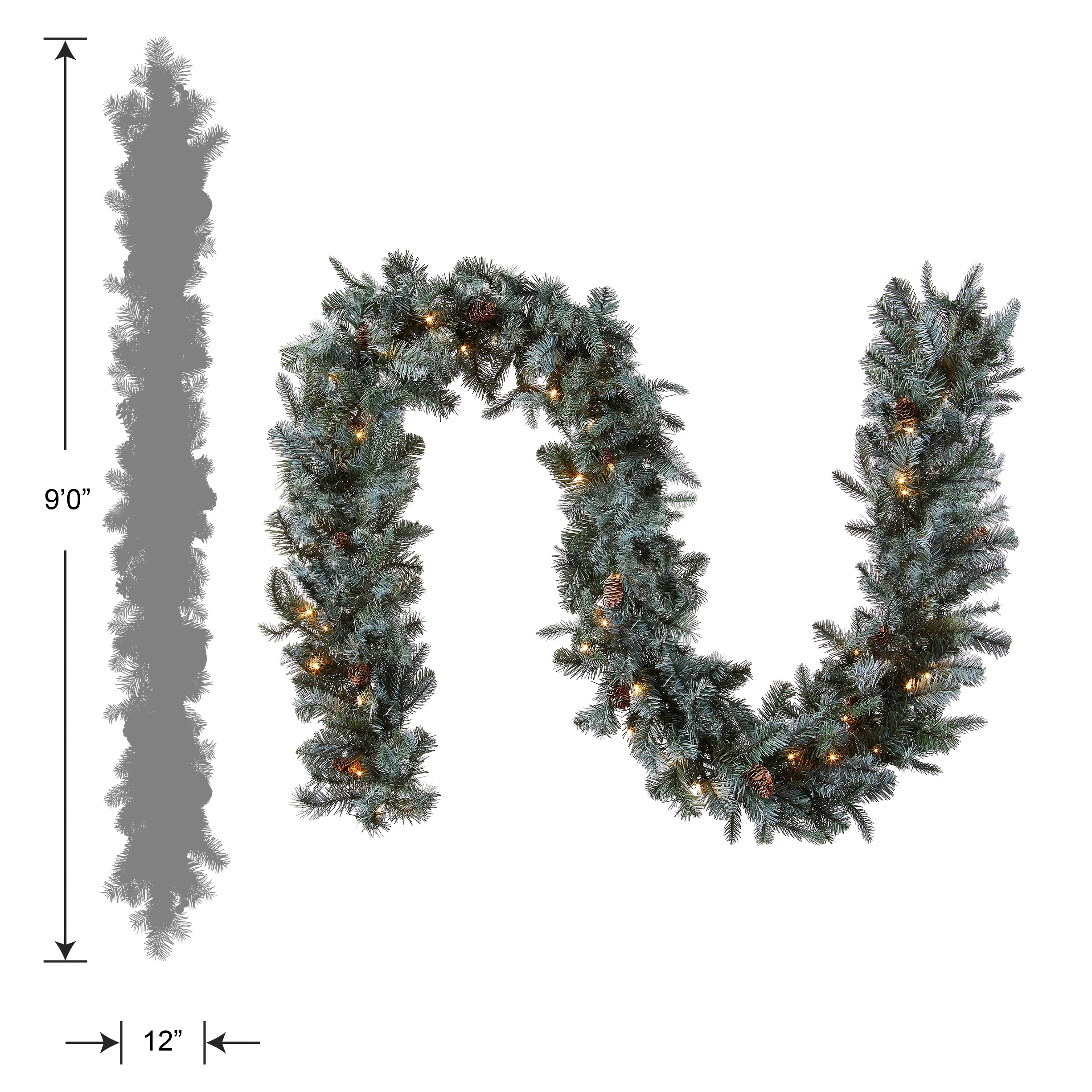 9 ft. Pre-Lit Frosted Arctic Spruce Garland with Clear Lights, Plug-In - Image 4
