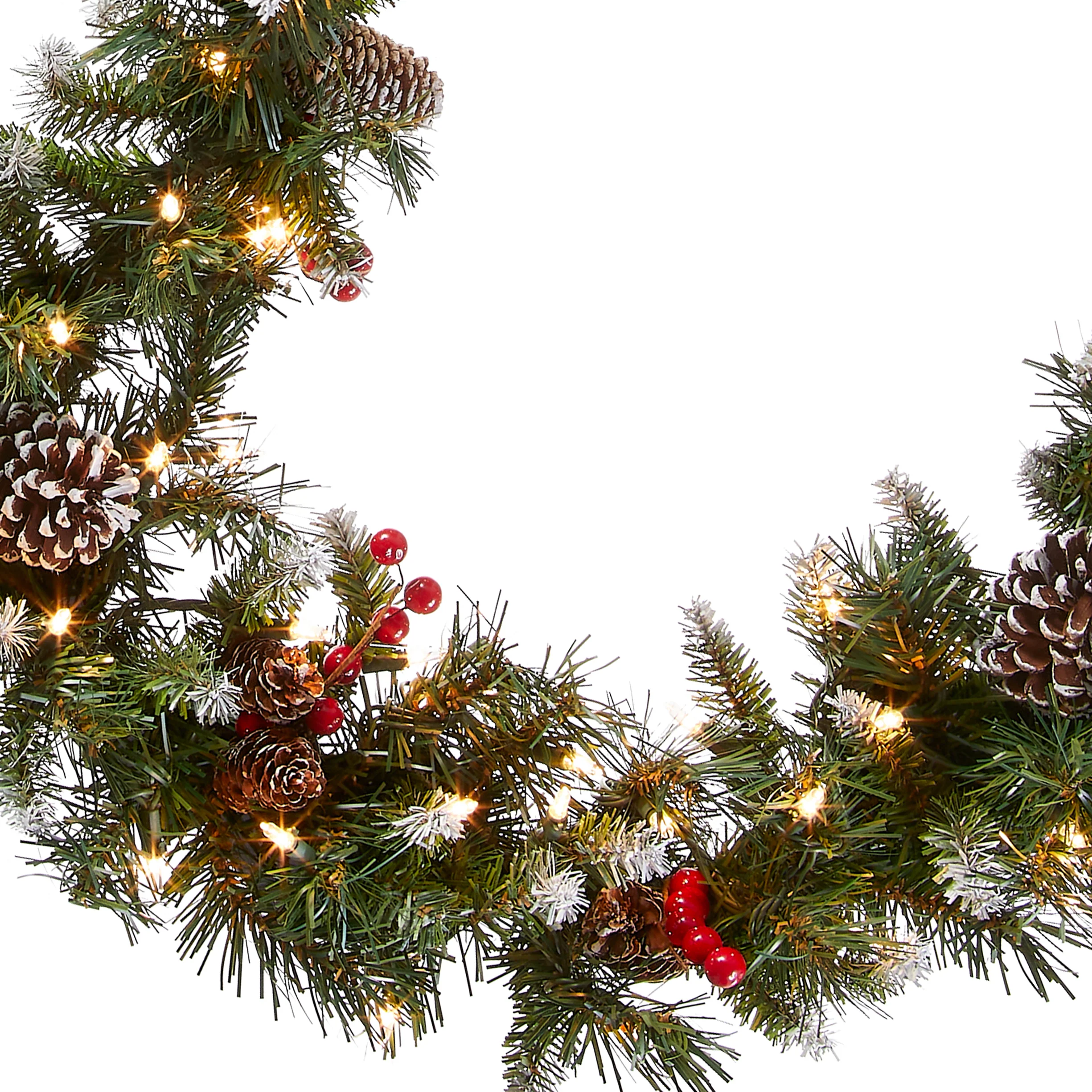 9 ft. Pre-Lit Frosted Berry Garland with Clear Lights, Plug-In - Image 3