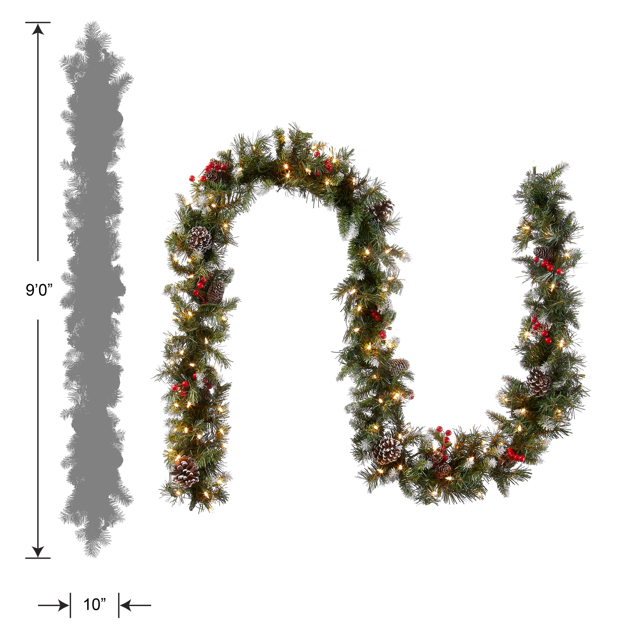 9 ft. Pre-Lit Frosted Berry Garland with Clear Lights, Plug-In - Image 4