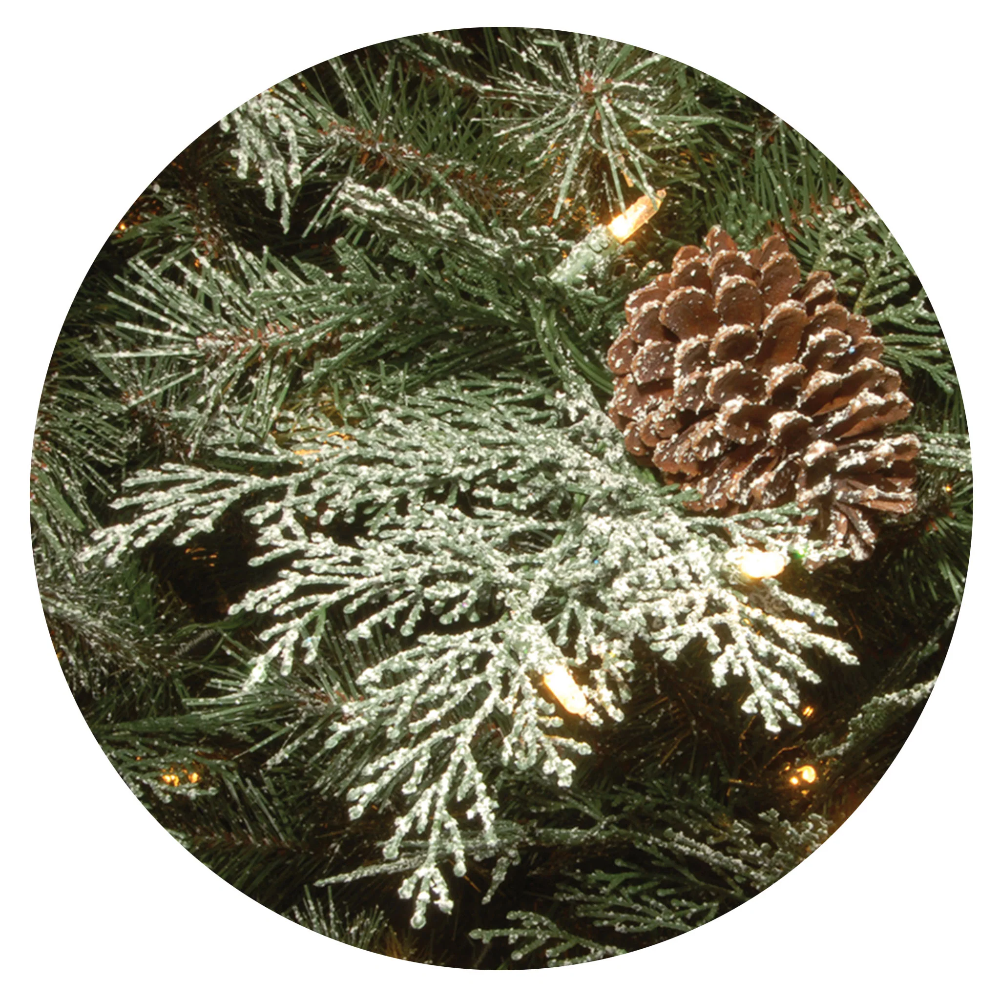 9 ft. Pre-Lit Frosted Mountain Spruce Garland with Clear Lights - Image 3