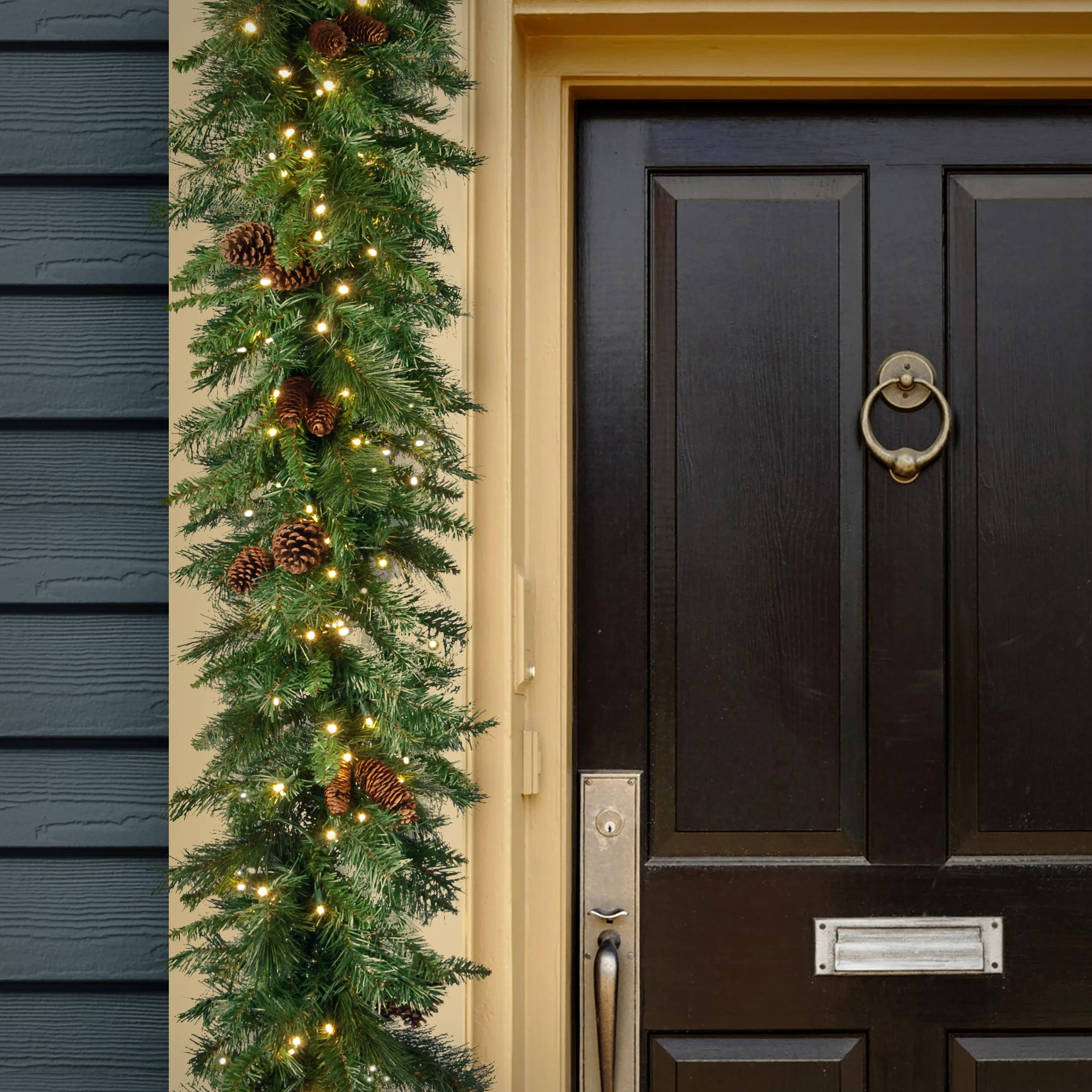 9 ft. Pre-Lit Garwood Spruce Garland with Warm White LED Lights - 18 in Diameter - Image 2