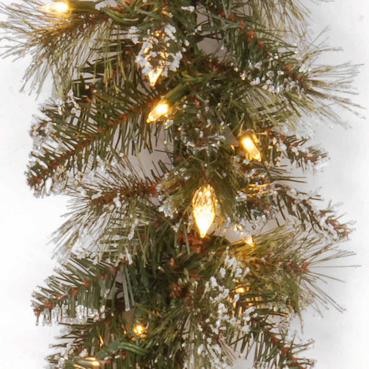 9 ft. Pre-Lit Glittery Bristle Pine Garland with Warm White LED Lights, Plug-In - Image 3