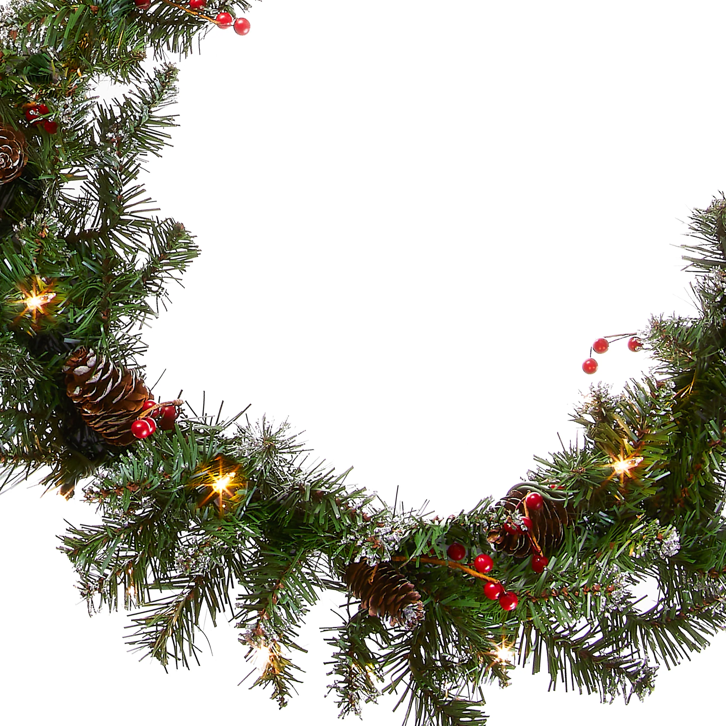 9 ft. Pre-Lit Glittery Mountain Spruce Garland with Clear Lights, Plug-In - Image 3