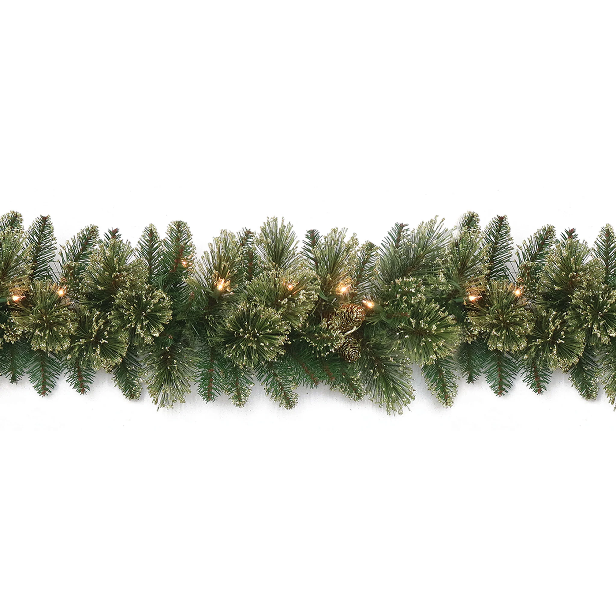 9 ft. Pre-Lit Golden Bristle Garland with Clear Lights, Plug-In