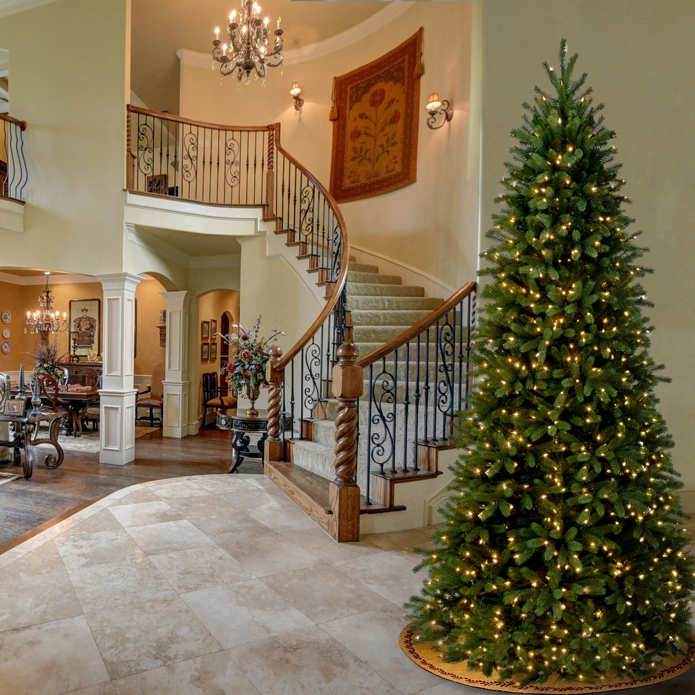 9 ft. Pre-Lit Jersey Fraser Fir Slim Tree with Clear Lights, Plug-In - Image 3