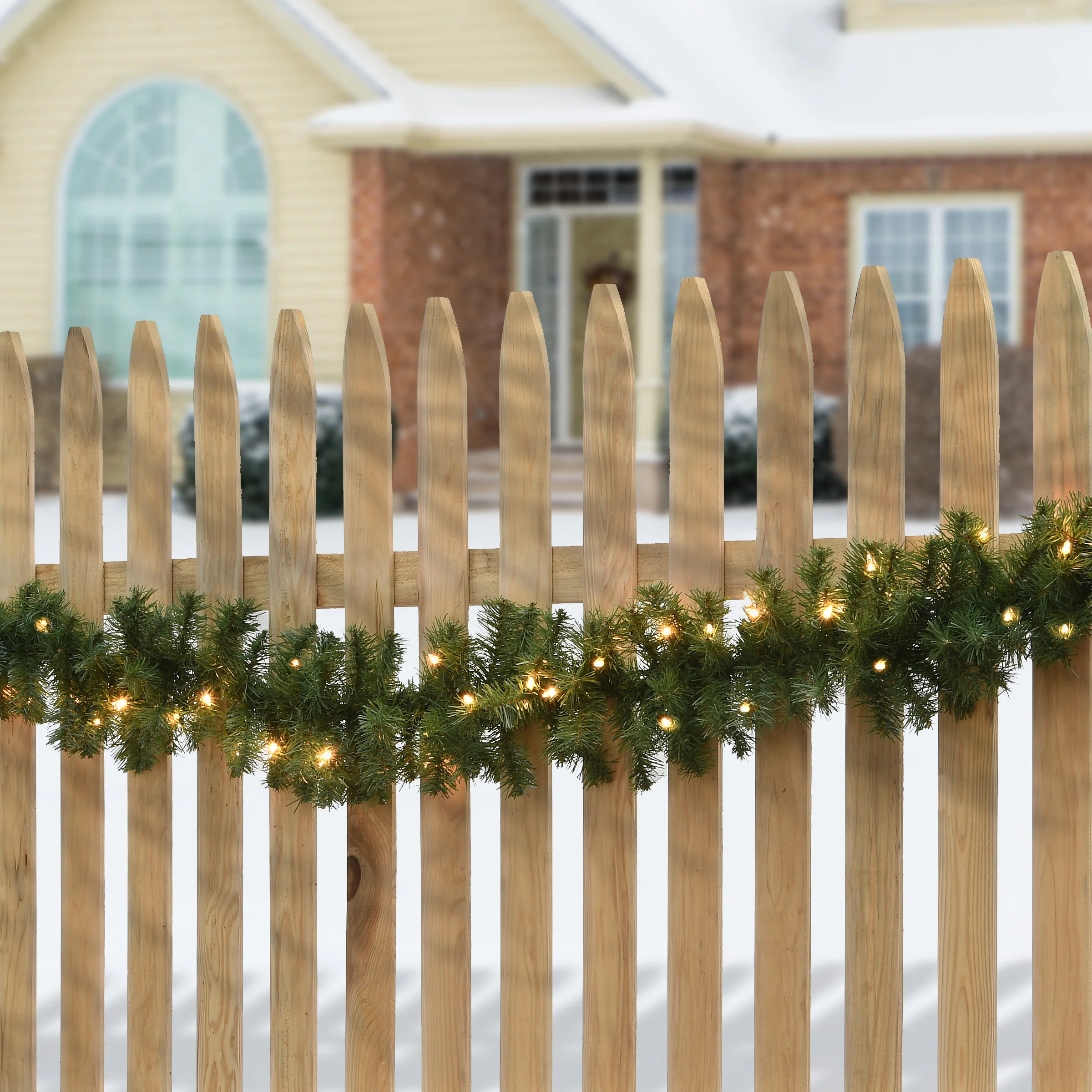 9 ft. Pre-Lit Kincaid Spruce Garland with Clear Lights - Image 2