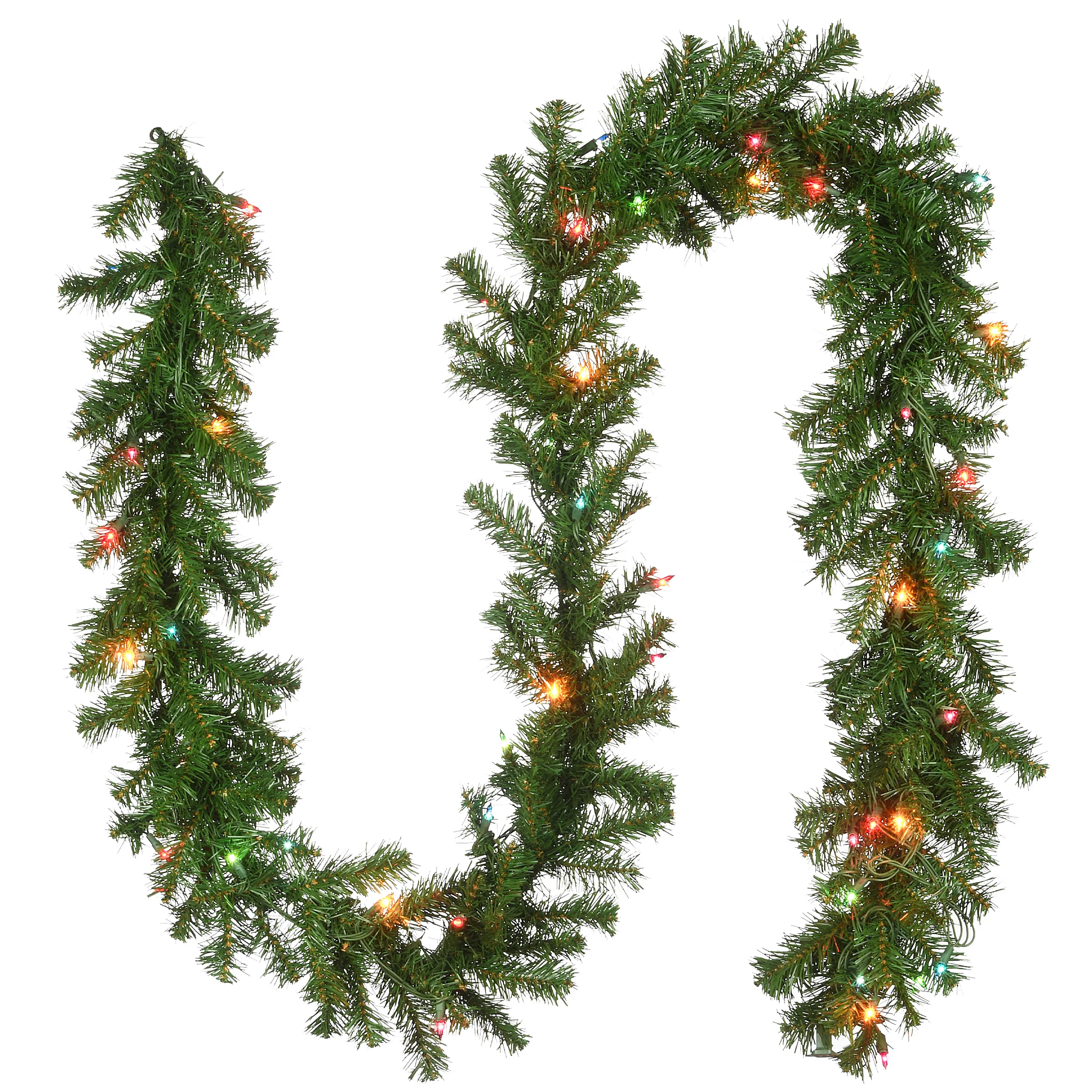 9 ft. Pre-Lit Kincaid Spruce Garland with Multicolor Lights