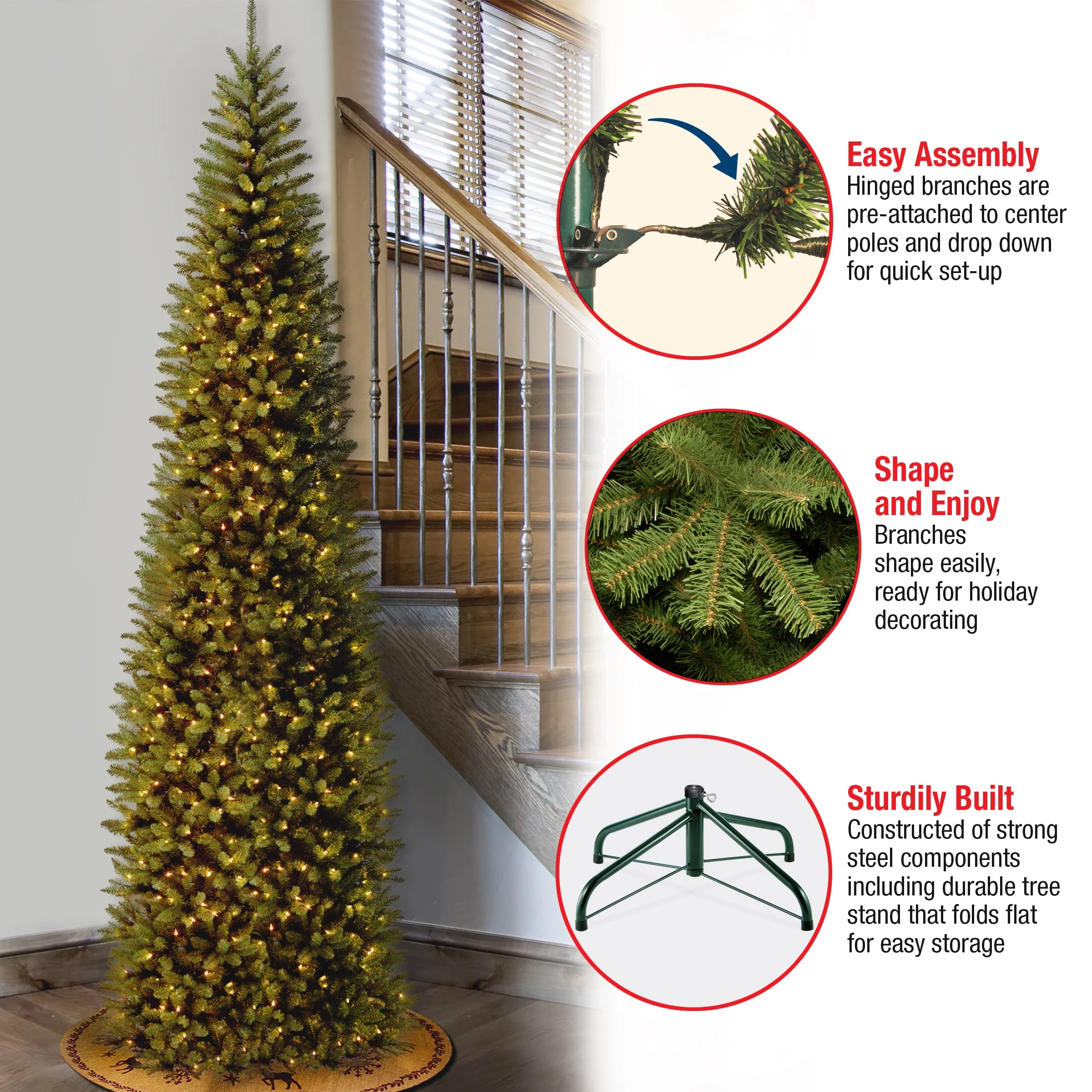 9 ft. Pre-Lit Kingswood Fir Pencil Tree with Clear Lights, Plug-In - Image 6
