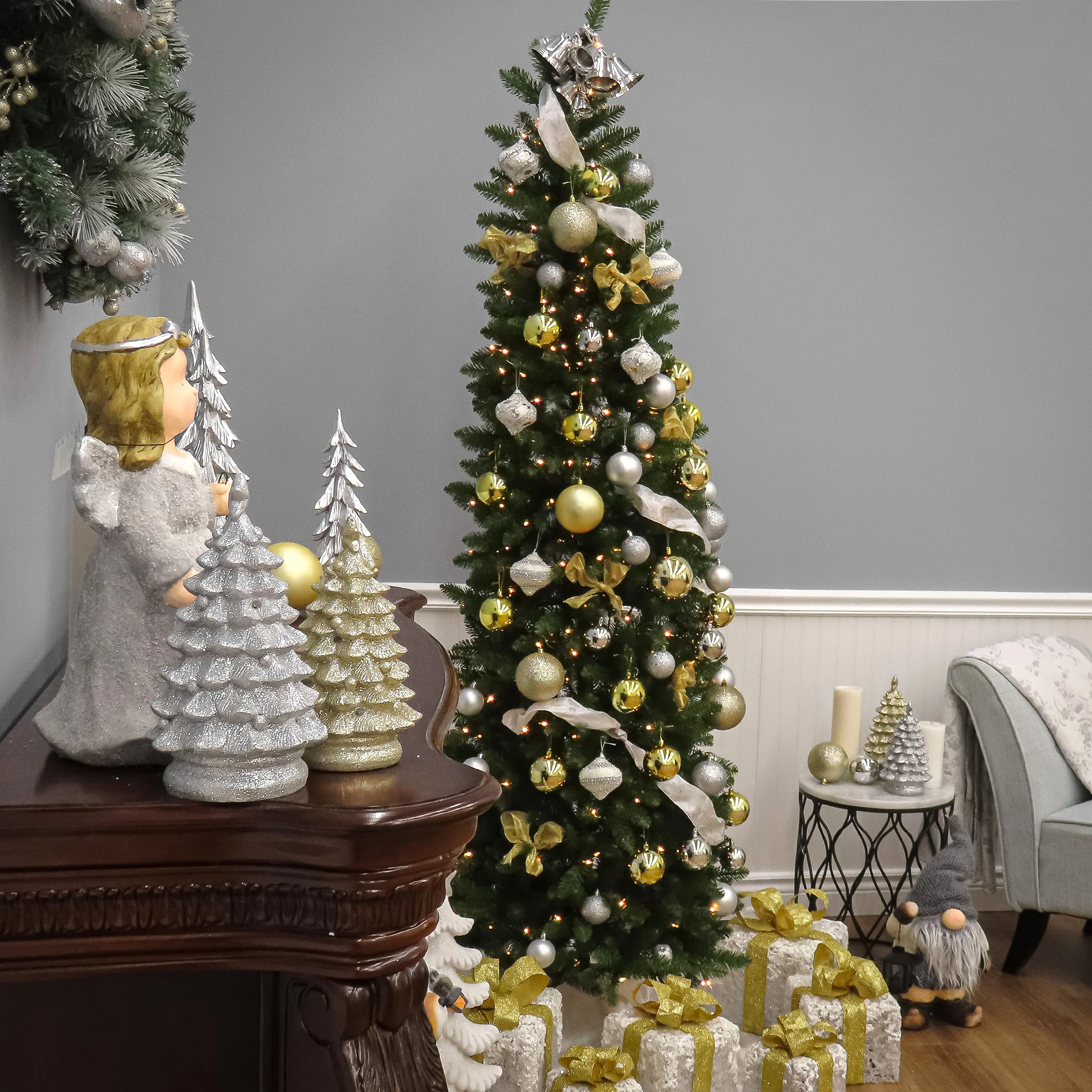 9 ft. Pre-Lit Kingswood Fir Pencil Tree with Clear Lights, Plug-In - Image 8