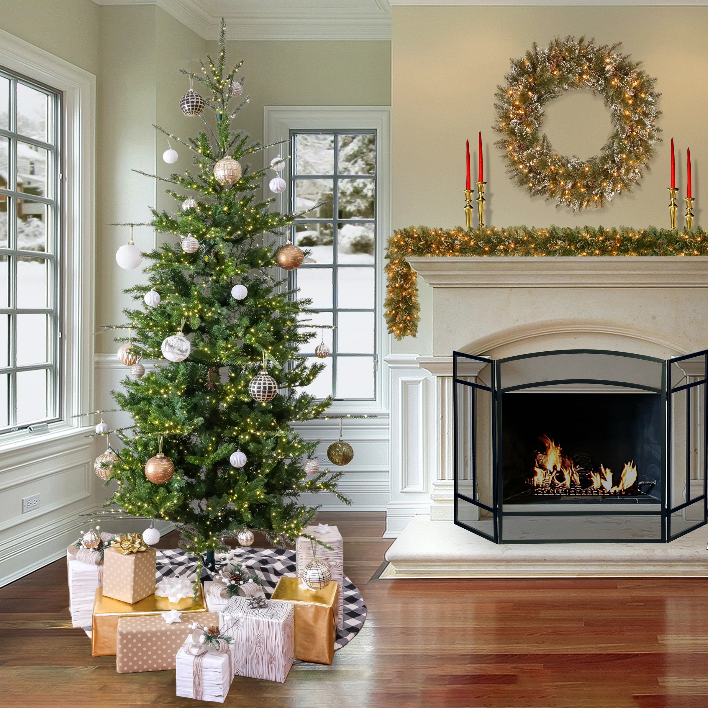 9 ft. Pre-Lit Lark Pine Medium Tree with Warm White LED Rice Lights - Image 7