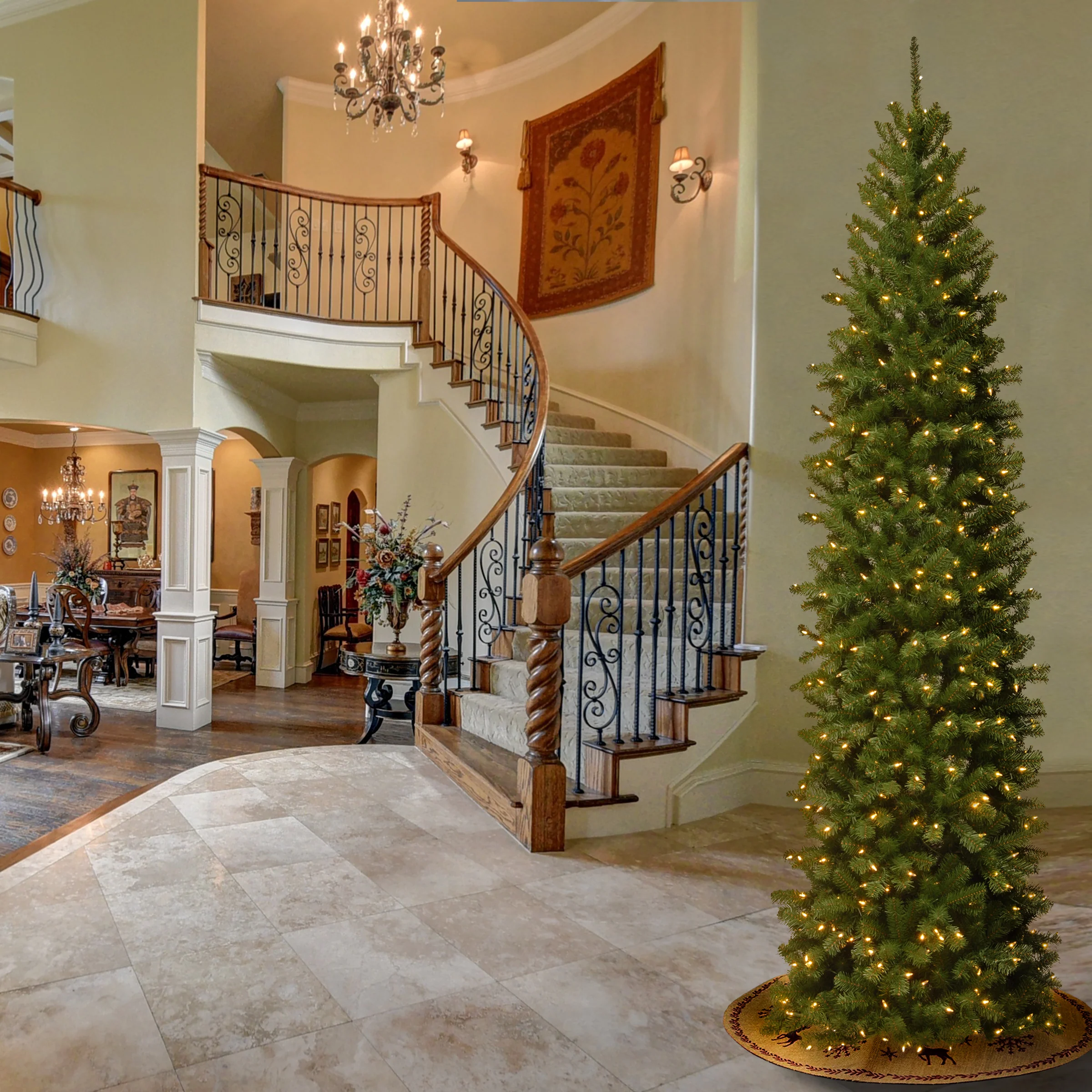 9 ft. Pre-Lit North Valley Spruce Pencil Slim Tree with Clear Lights, Plug-In - Image 3