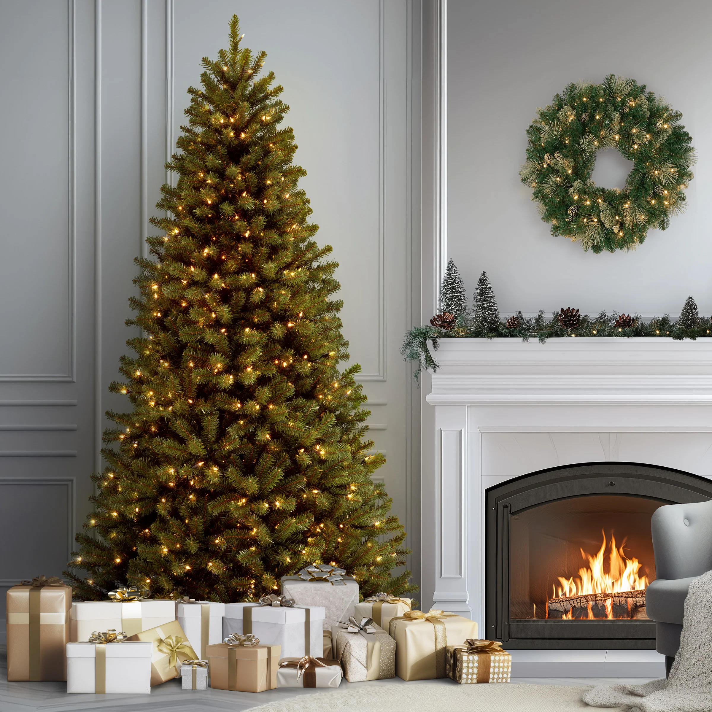 9 ft. Pre-Lit North Valley Spruce Tree with Clear Lights, Plug-In - Image 2