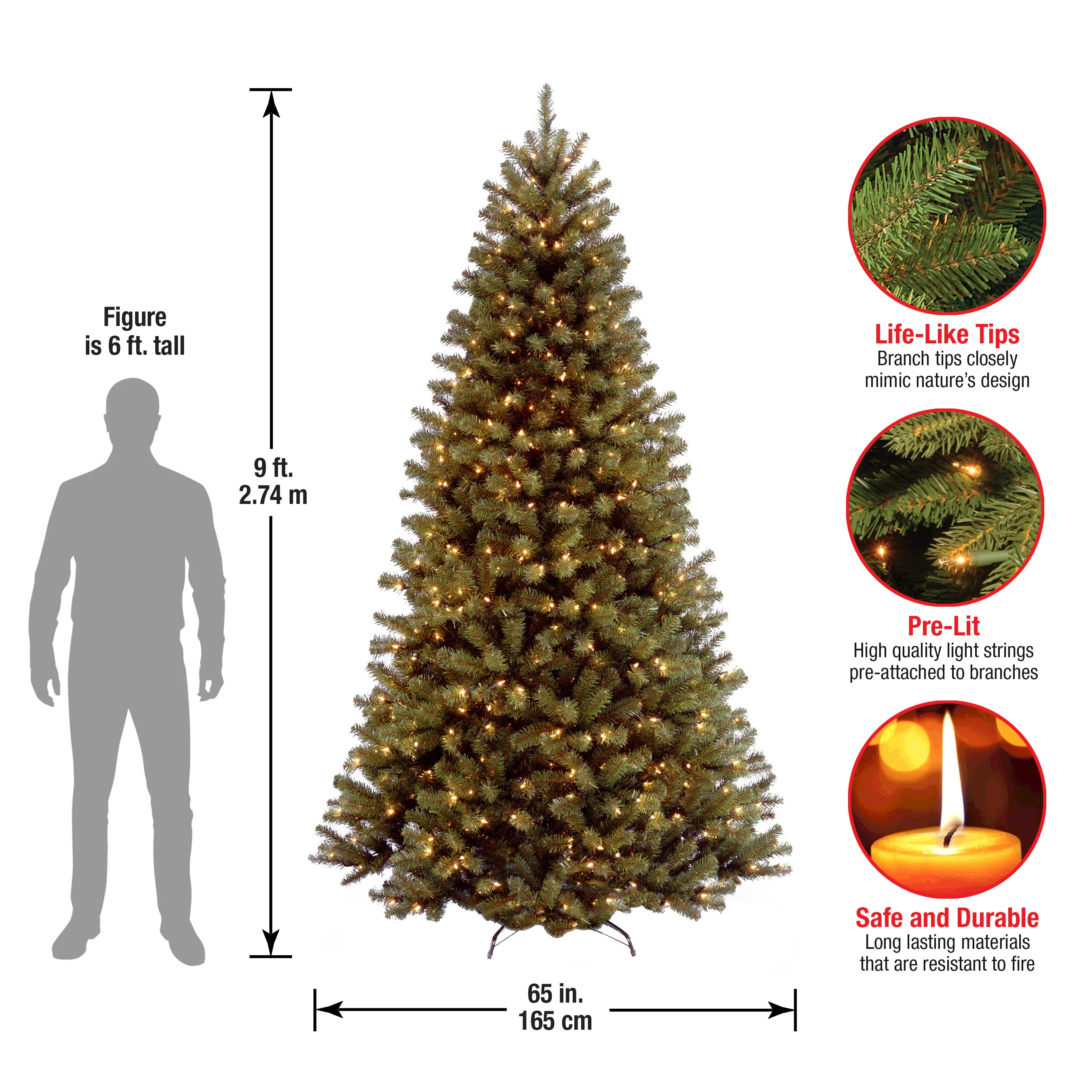 9 ft. Pre-Lit North Valley Spruce Tree with Clear Lights, Plug-In - Image 7