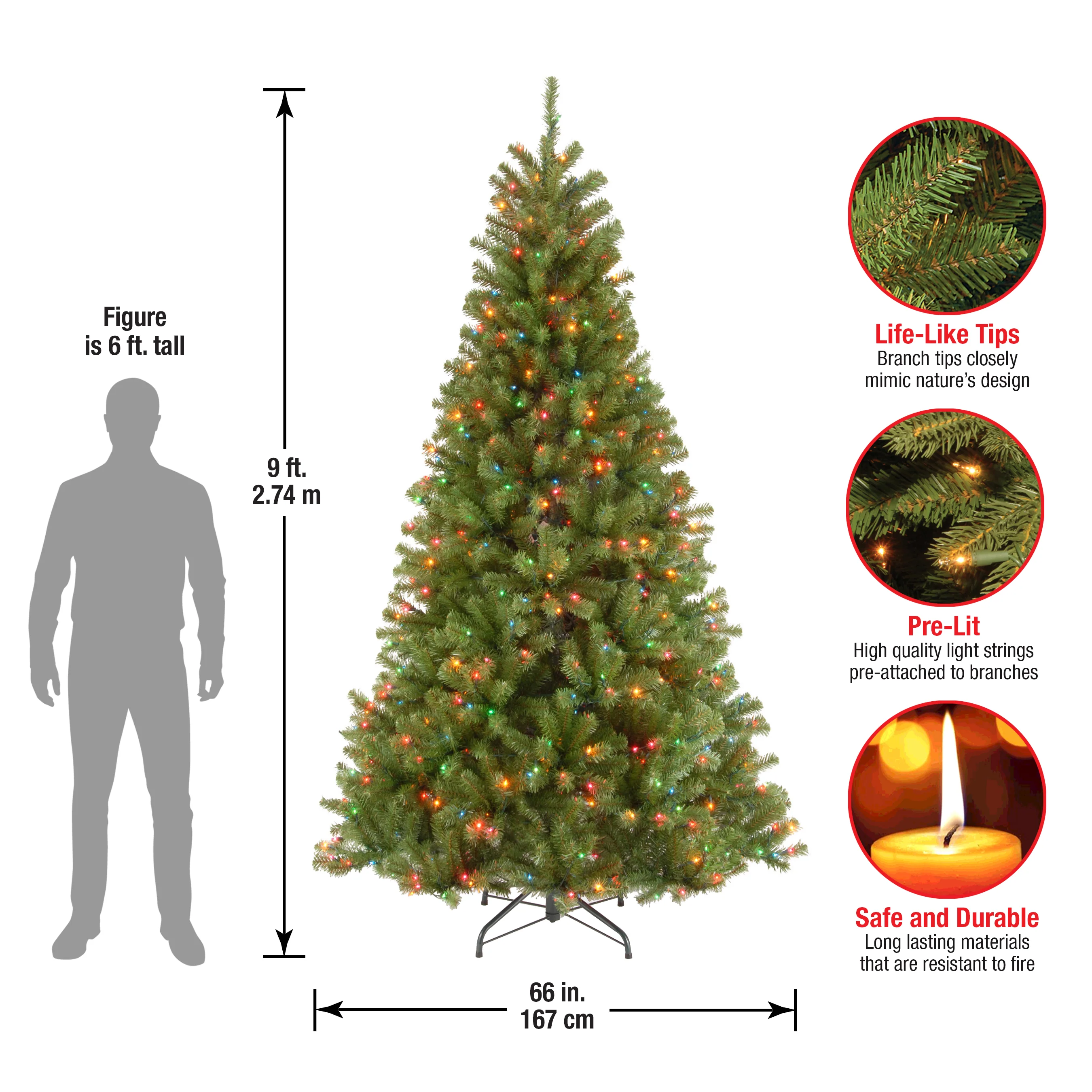 9 ft. Pre-Lit North Valley Spruce Tree with Multicolor Lights - Image 6