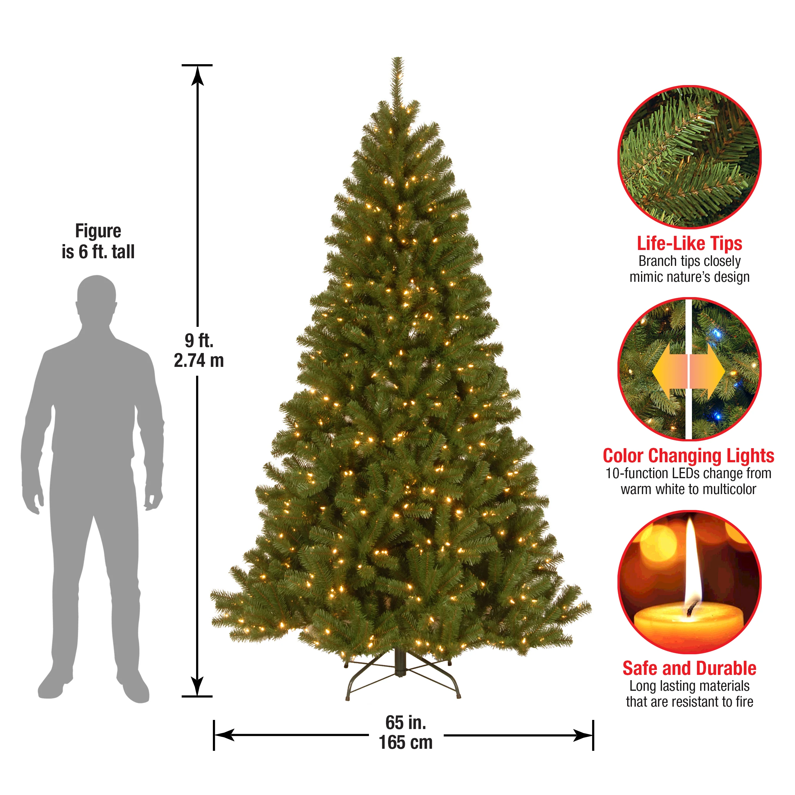 9 ft. Pre-Lit North Valley Spruce Tree with  PowerConnect Dual Color LED Lights, Plug-In - Image 8