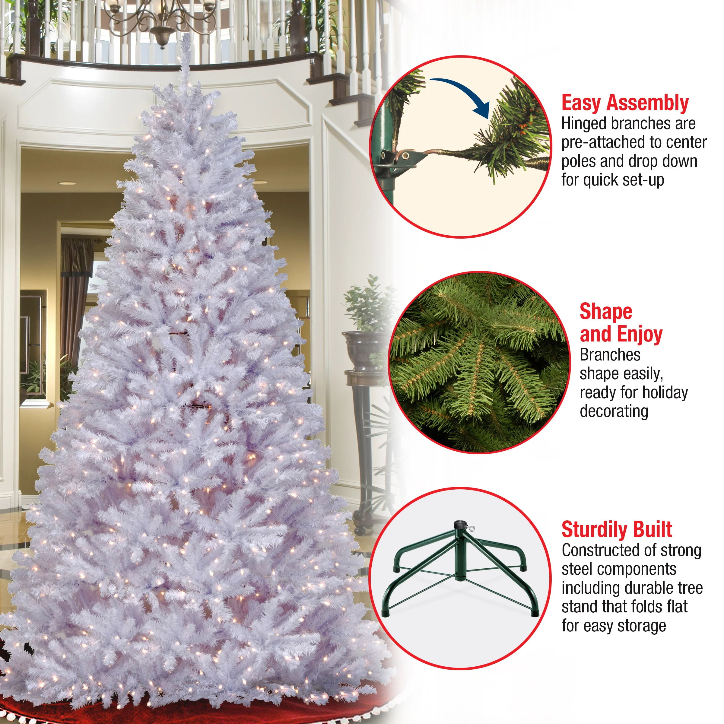 9 ft. Pre-Lit North Valley Spruce White Tree with Clear Lights, Plug-In - Image 8