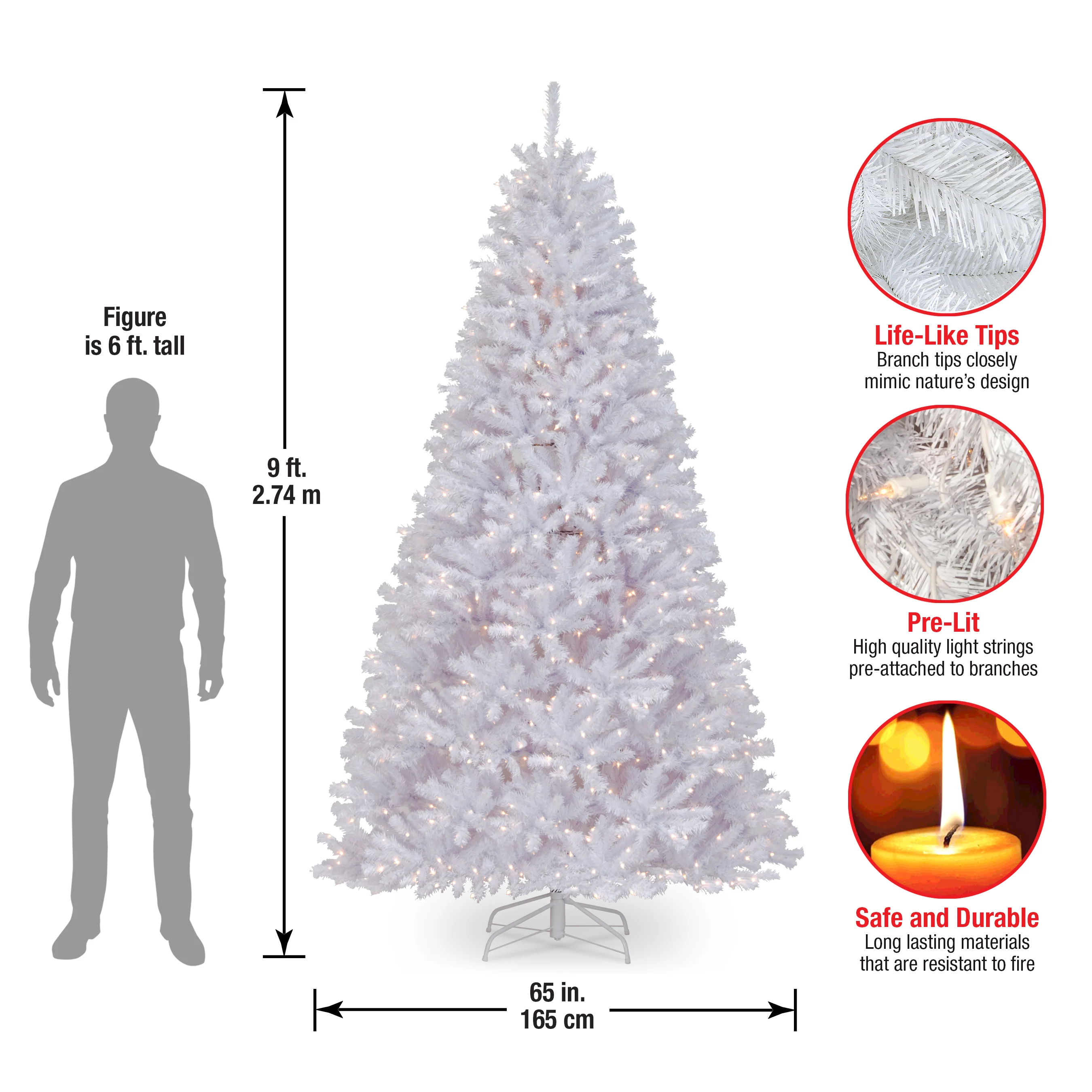 9 ft. Pre-Lit North Valley Spruce White Tree with Clear Lights, Plug-In - Image 9