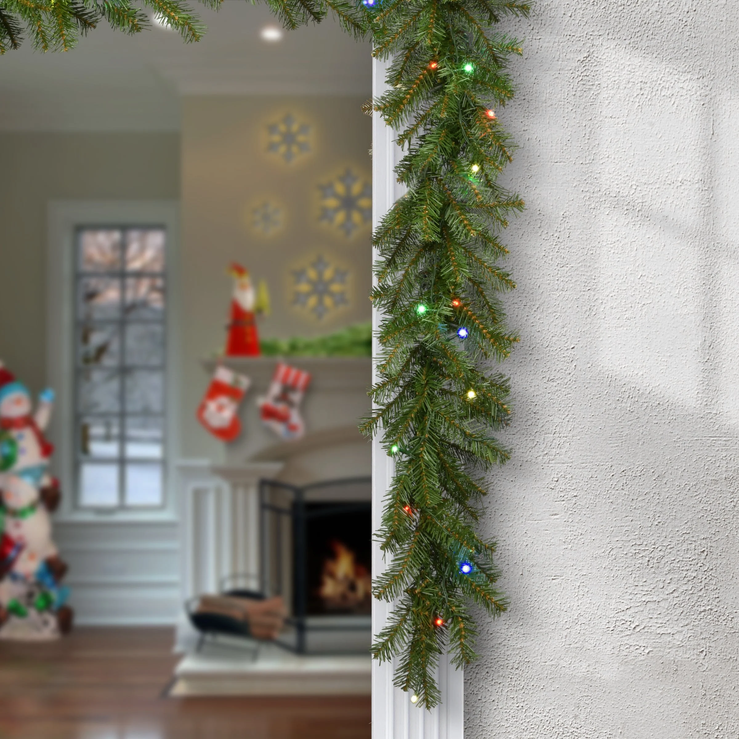 9 ft. Pre-Lit Norwood Fir Garland with Battery Operated Multicolor LED Lights - Image 4
