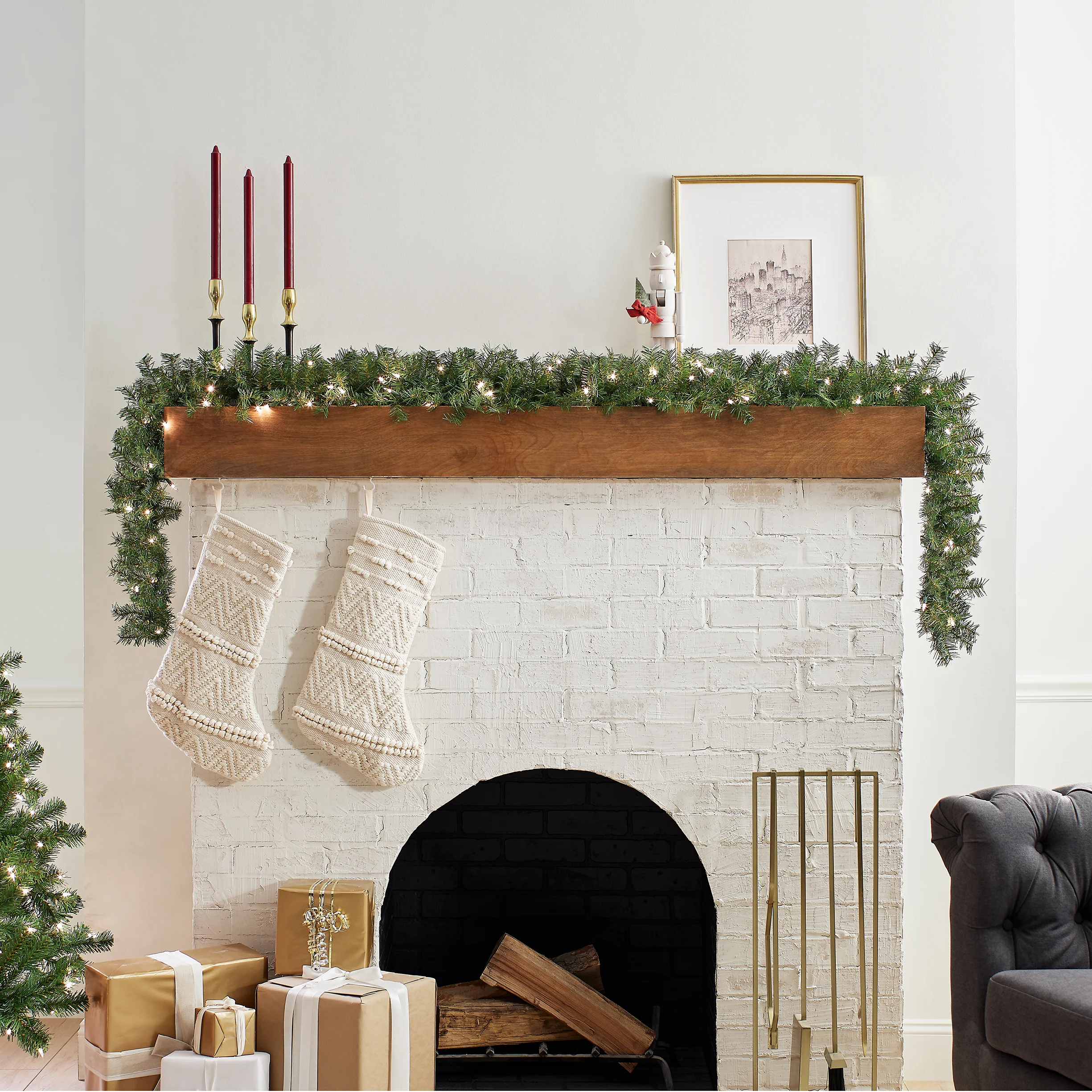 9 ft. Pre-Lit Norwood Fir Garland with Clear Lights - 10 in Diameter, Plug-In - Image 2