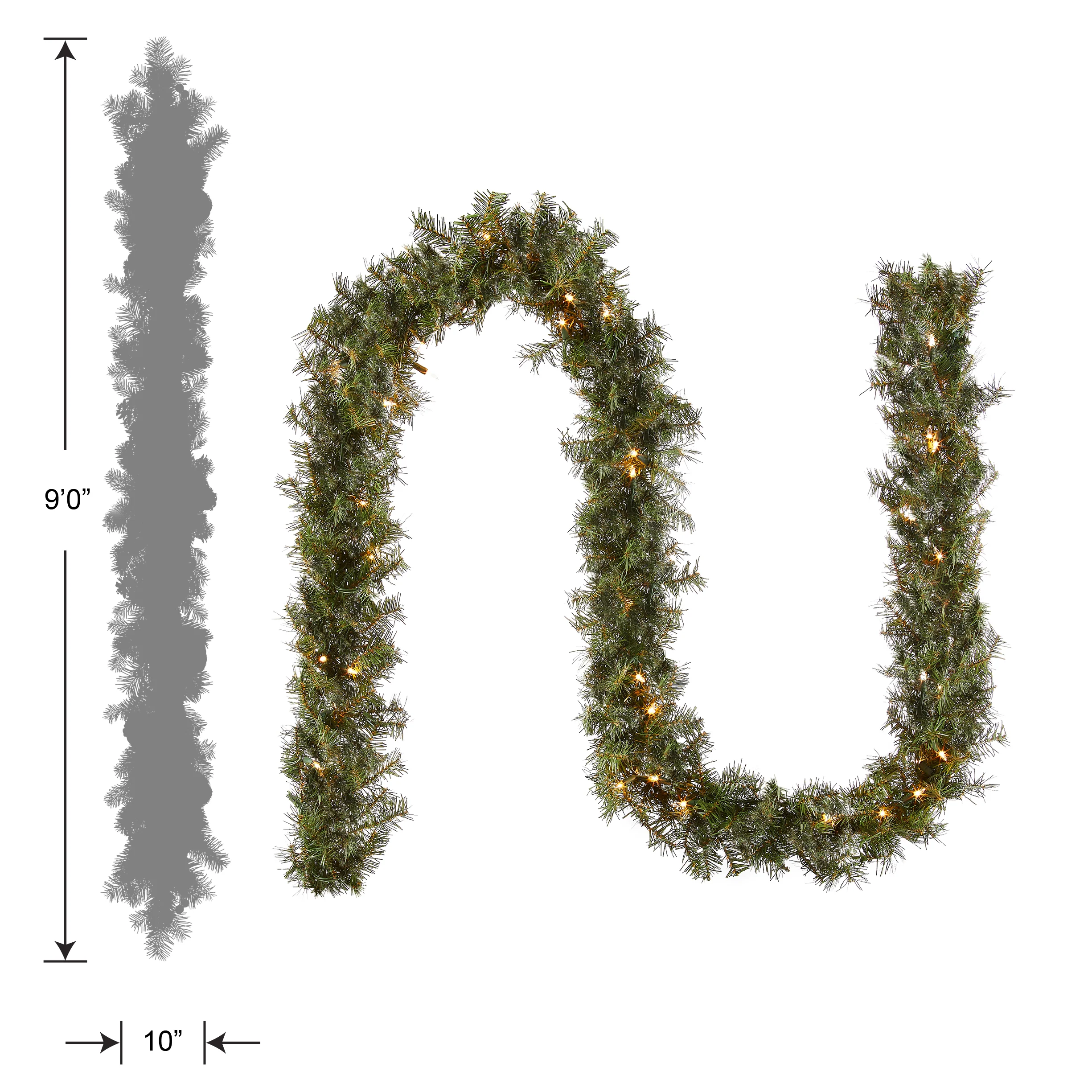 9 ft. Pre-Lit Norwood Fir Garland with Clear Lights - 10 in Diameter, Plug-In - Image 4