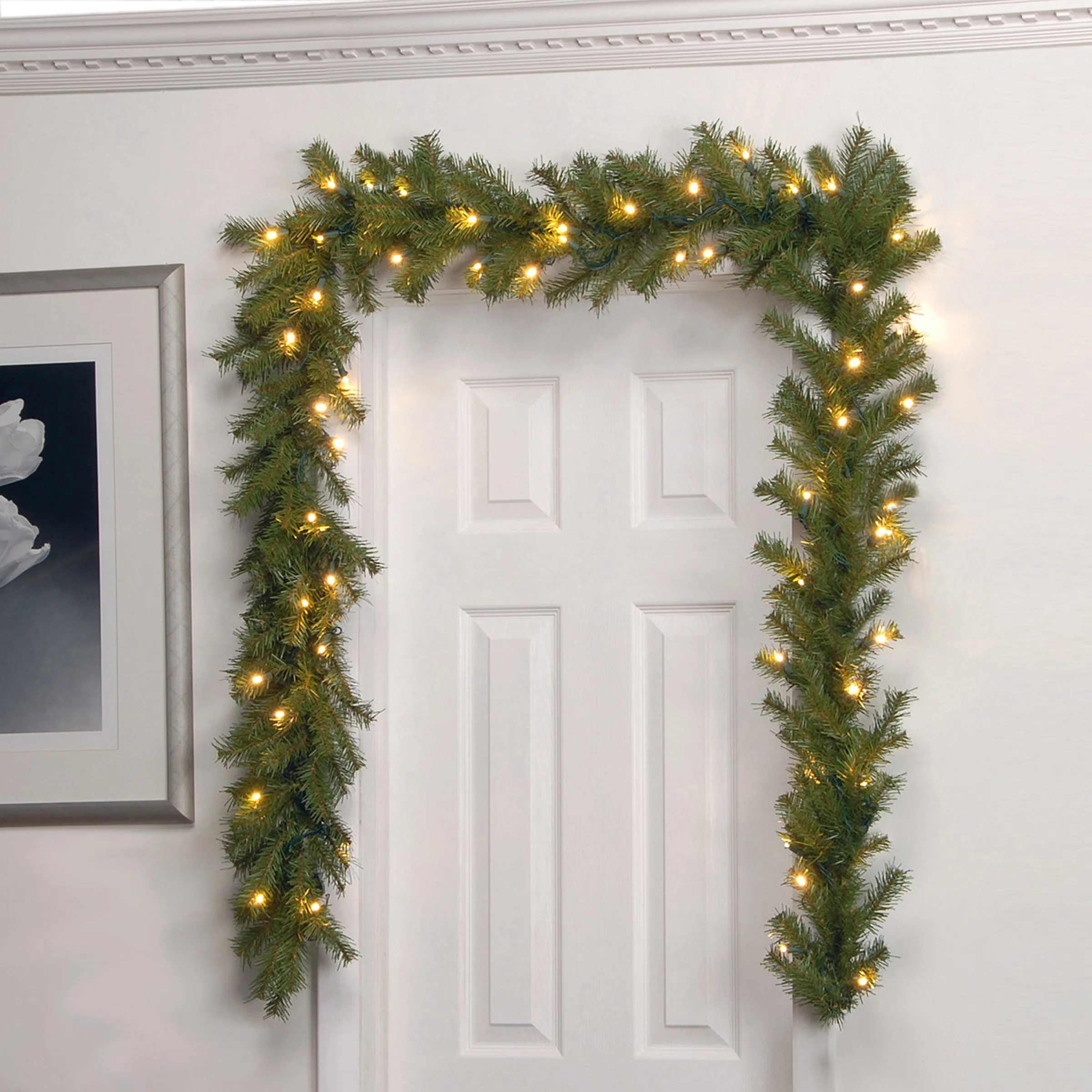 9 ft. Pre-Lit Norwood Fir Garland with LED Lights - Image 2