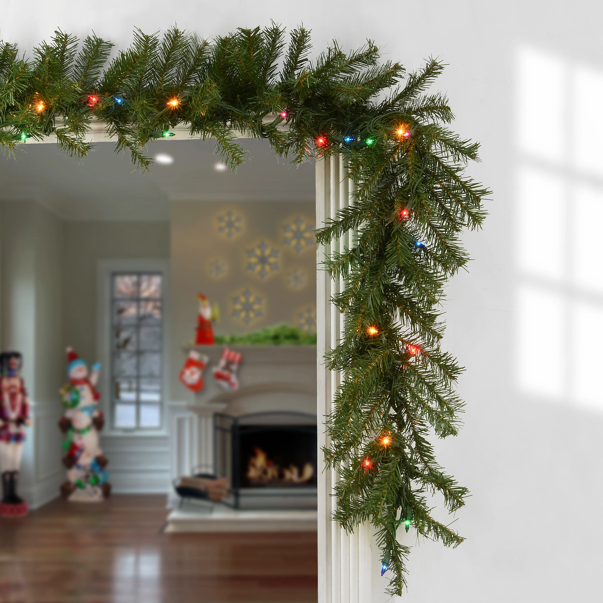 9 ft. Pre-Lit Norwood Fir Garland with Multicolor Lights - Image 2