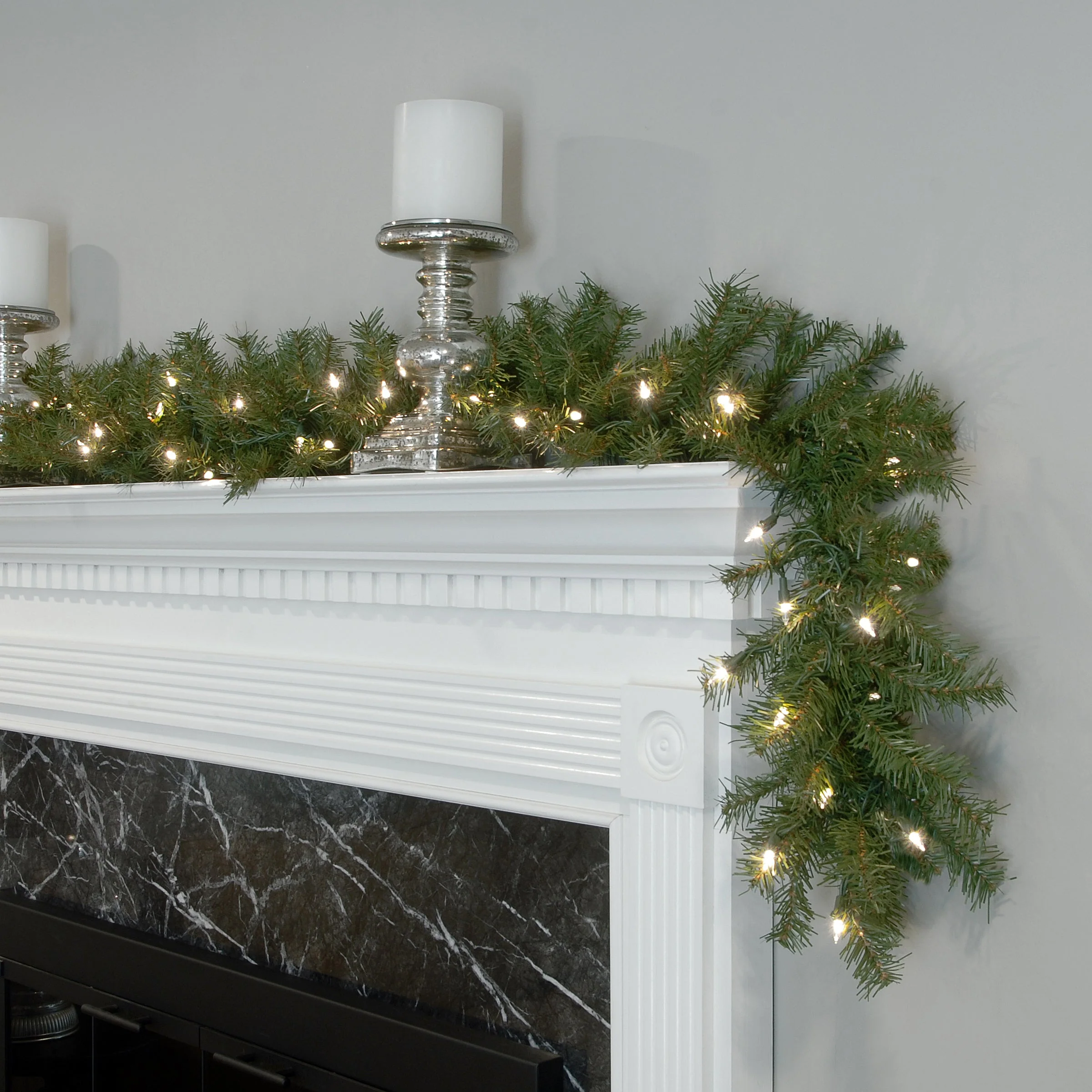 9 ft. Pre-Lit Norwood Fir Garland with Warm White LED Lights, Plug-In - Image 2