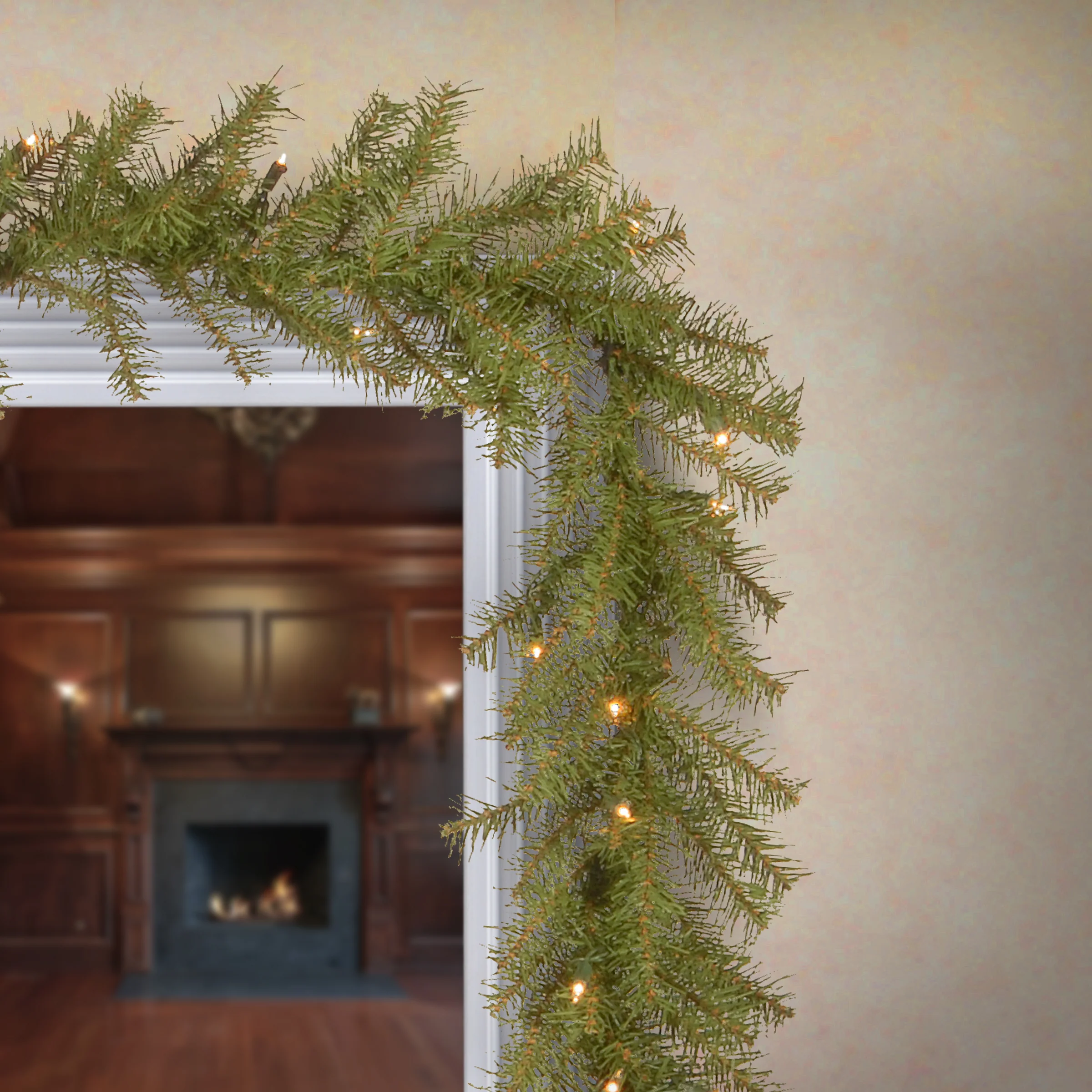 9 ft. Pre-Lit Norwood Fir Garland with White Lights - Image 2