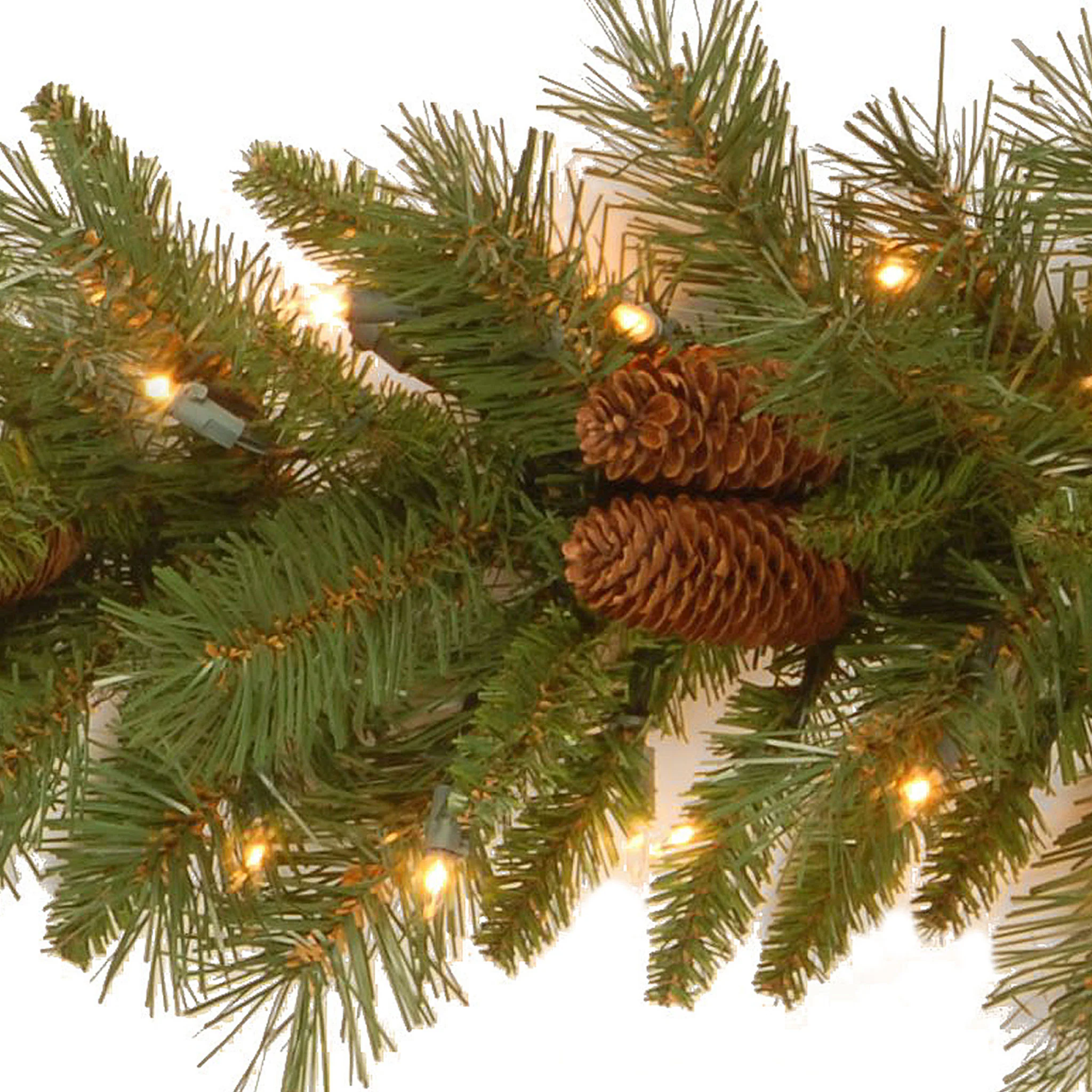 9 ft. Pre-Lit Pine Cone Garland with Clear Lights, Plug-In - Image 3