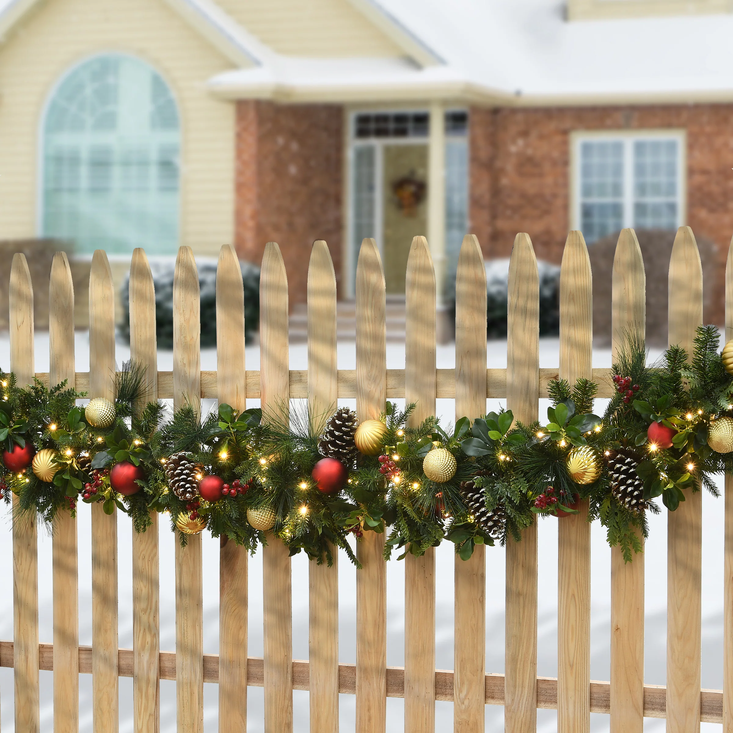 9 ft. Pre-Lit Rural Homestead Decorated Garland with LED Lights - Image 2
