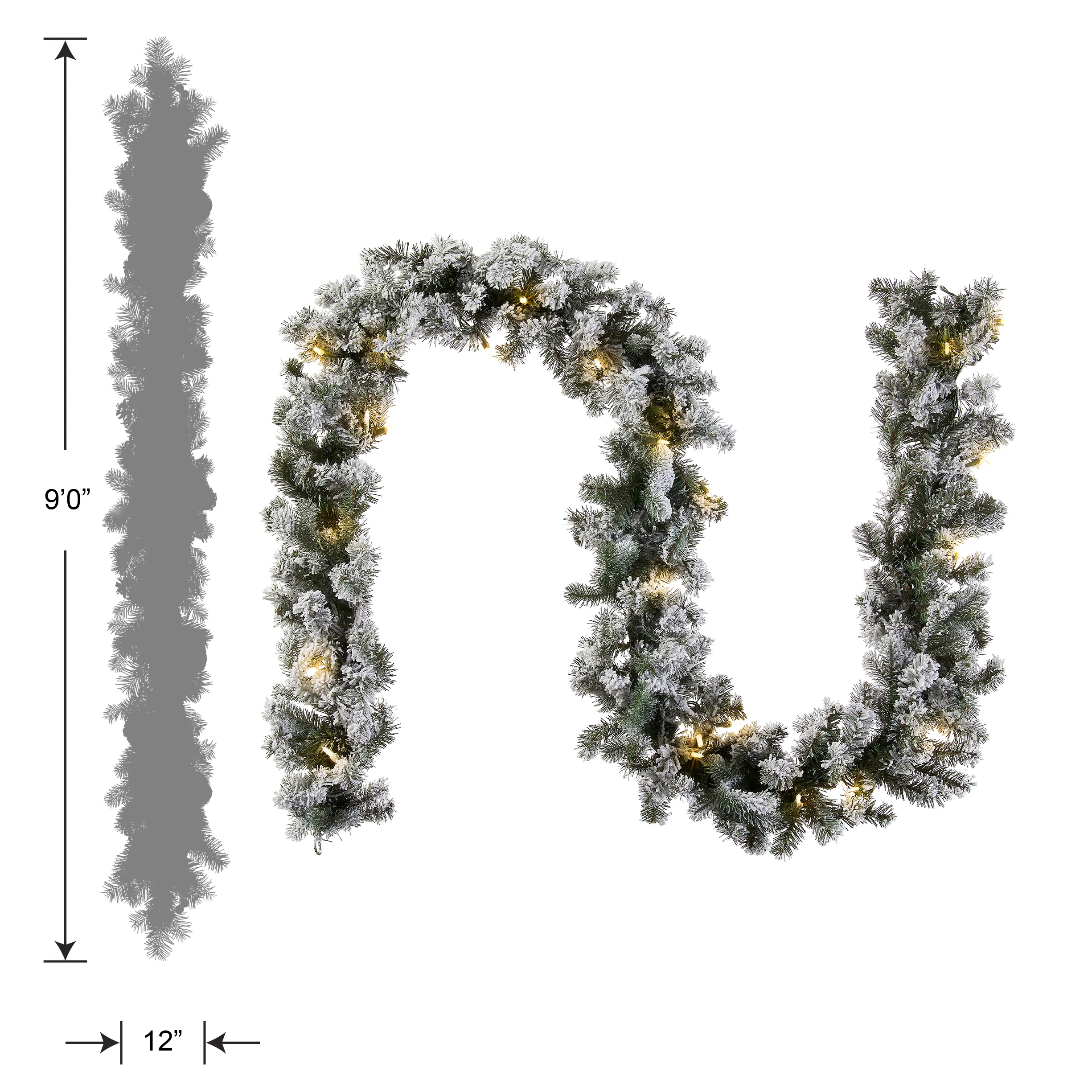 9 ft. Pre-Lit Snowy Camden Garland with Clear Lights, Plug-In - Image 4