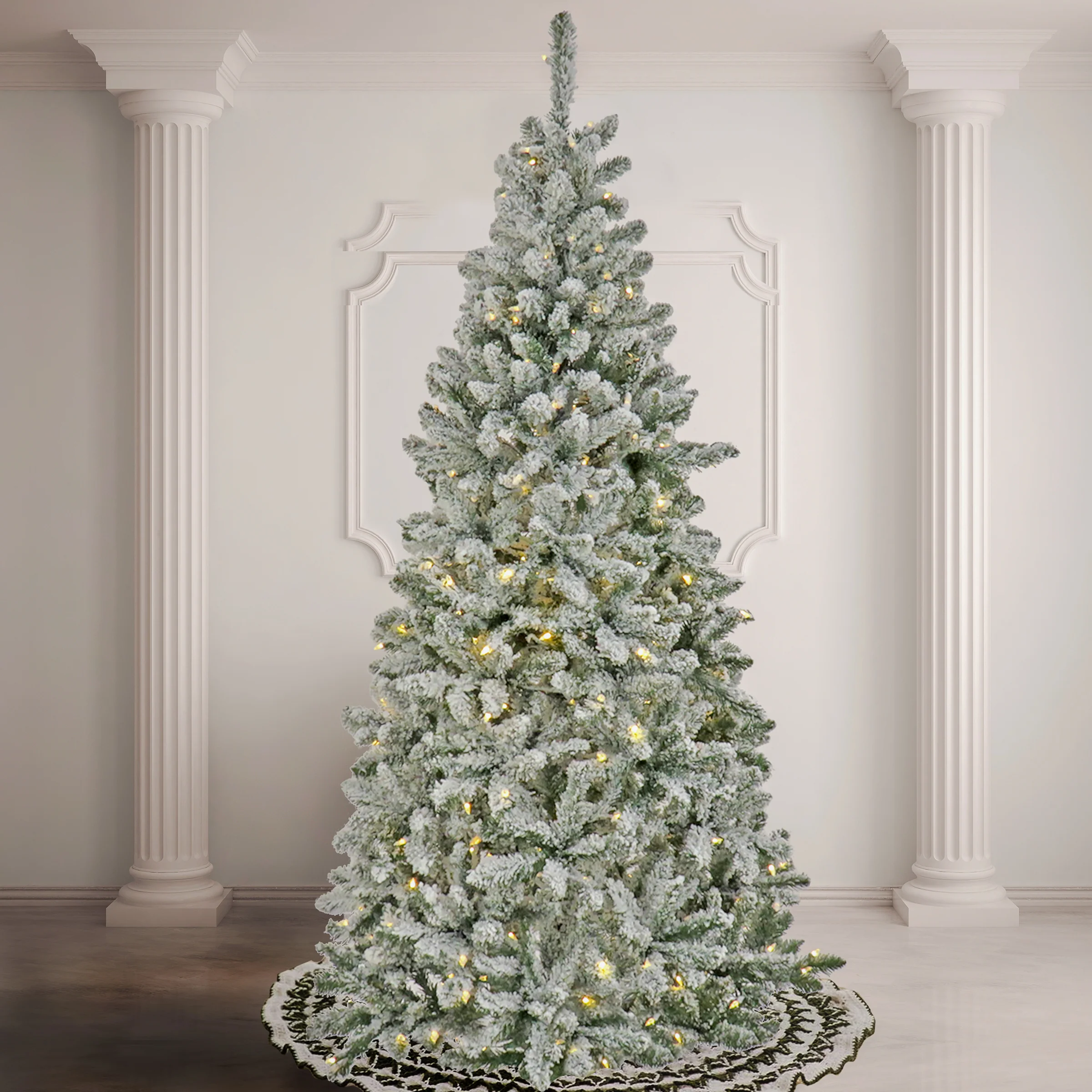 9 ft. Pre-Lit Snowy Chatham Slim Tree with PowerConnect Warm White LED Lights, - Image 2