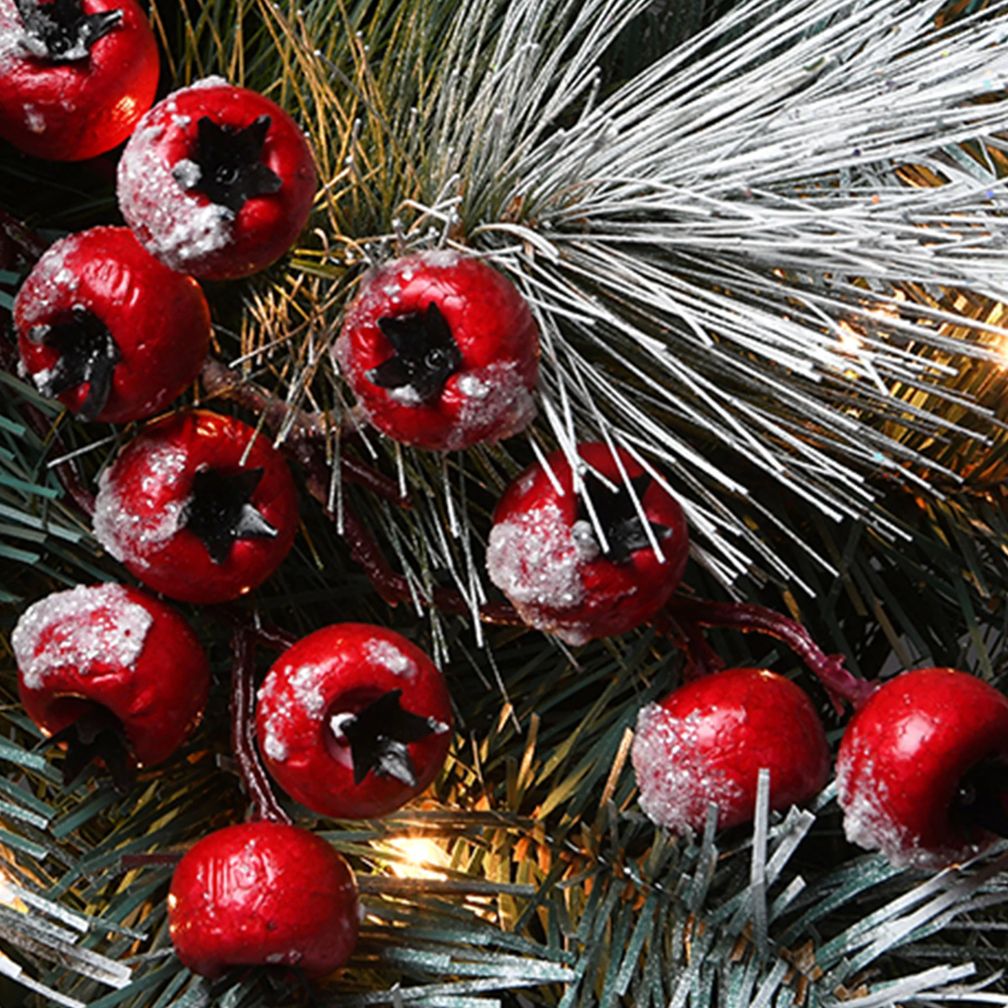 9 ft. Pre-Lit Snowy Glacier Pine Garland with Clear Lights - Image 3