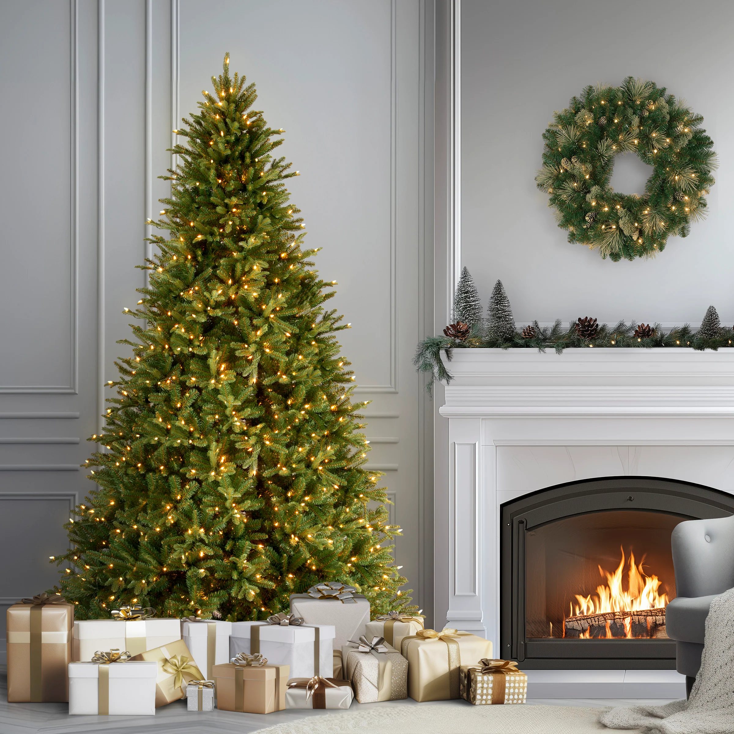 9 ft. Pre-Lit Tiffany Fir Tree with Clear Lights, Plug-In - Image 2