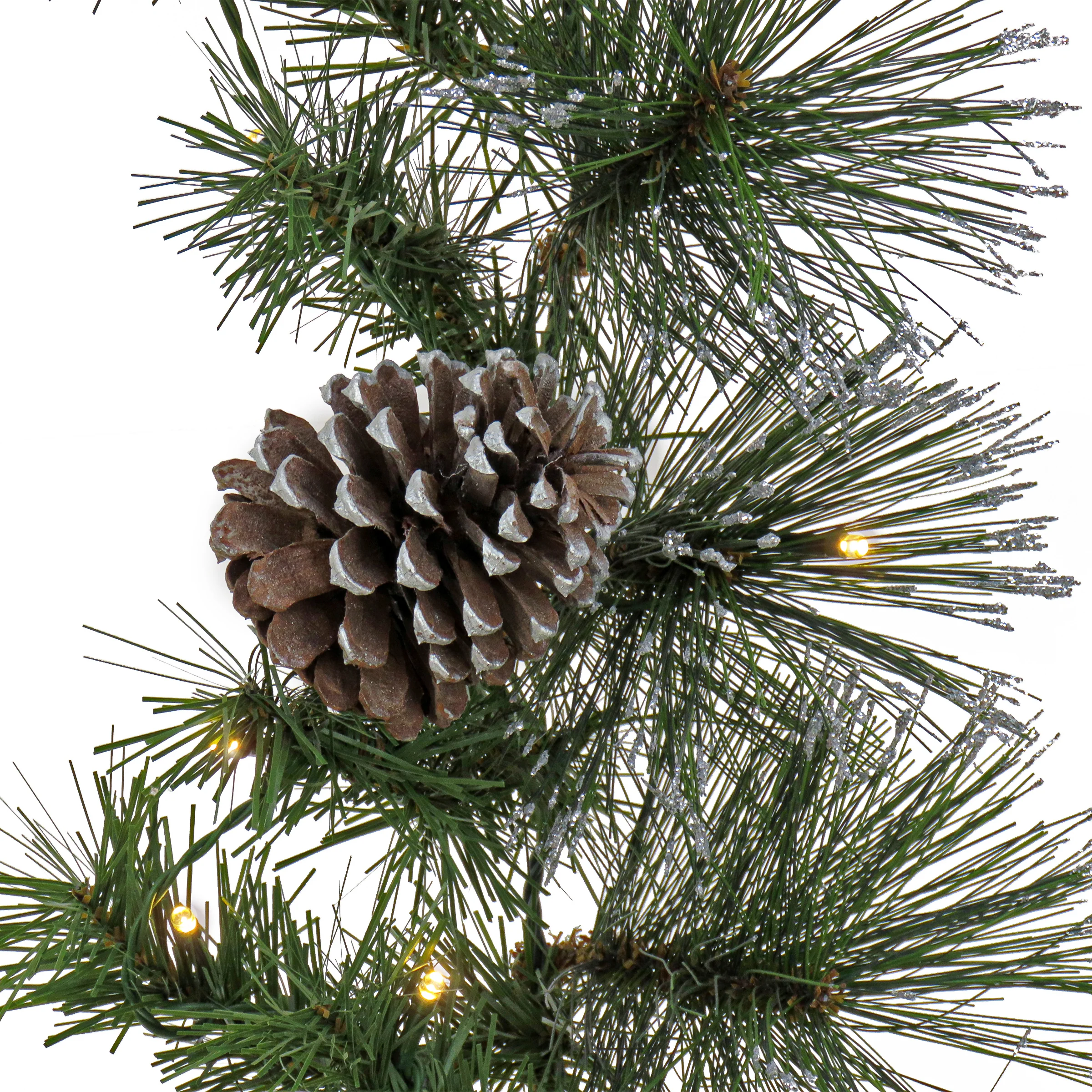 9 ft. Pre-Lit Whitter Pine Garland with LED Lights - Image 2