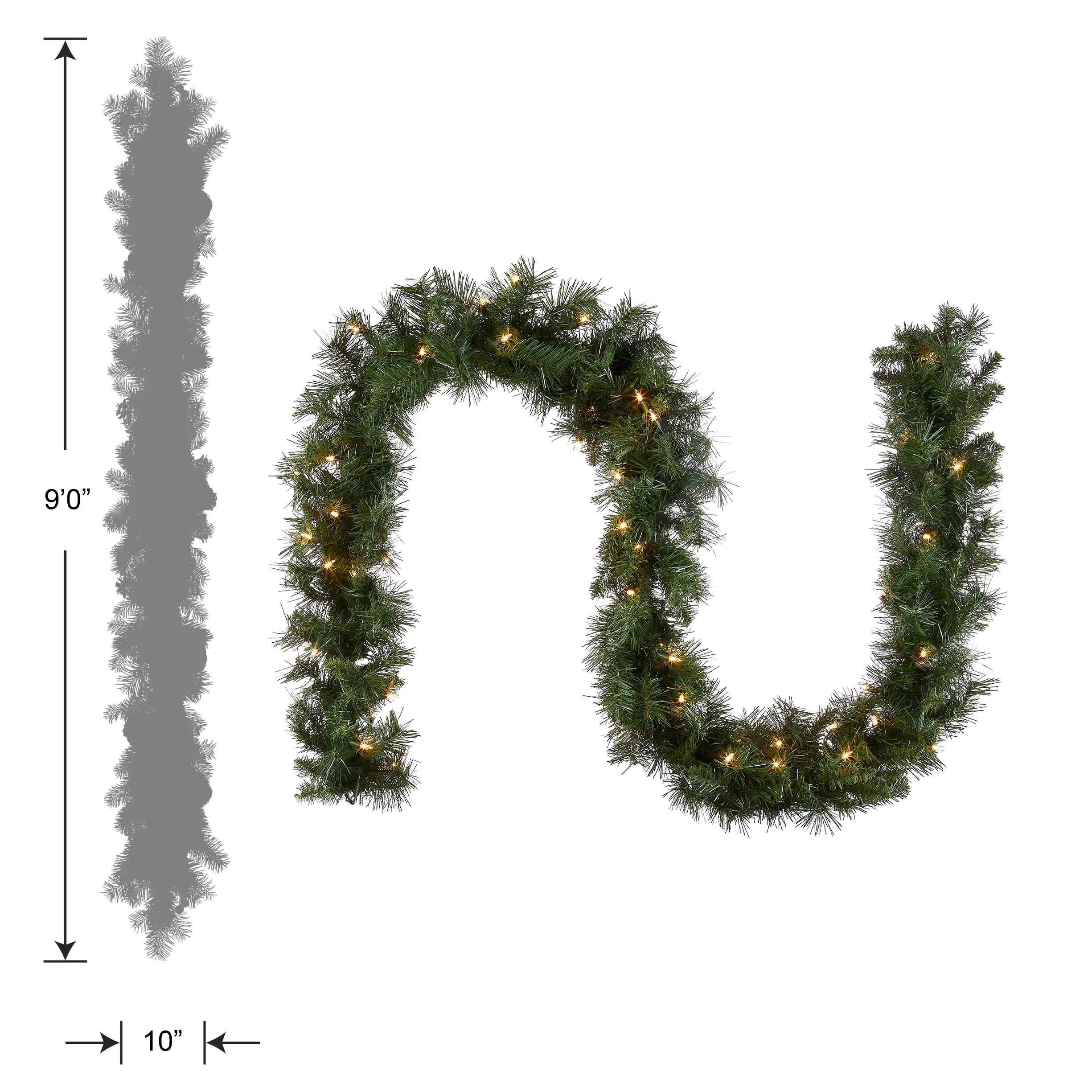 9 ft. Pre-Lit Winchester Pine Garland with Clear Lights, Plug-In - Image 4