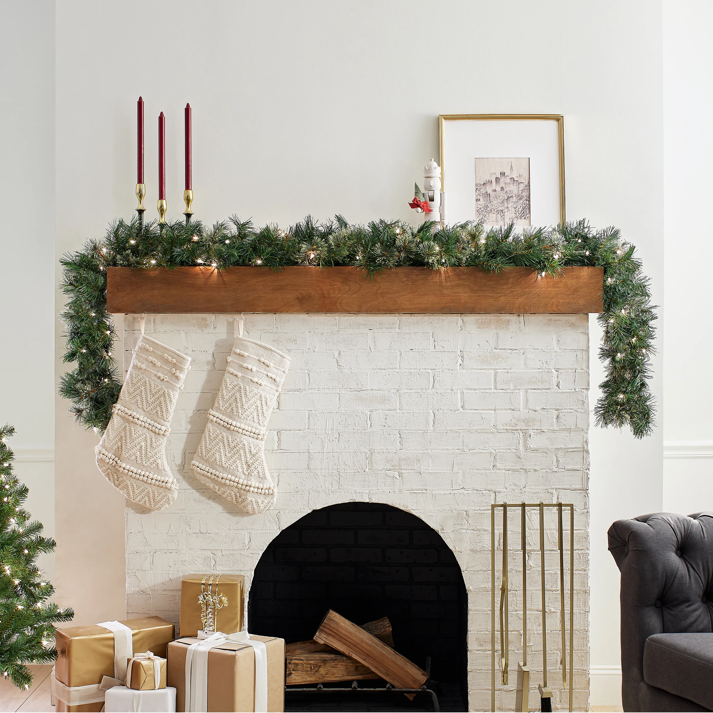 9 ft. Pre-Lit Wispy Willow Garland with Clear Lights, Plug-In - Image 2