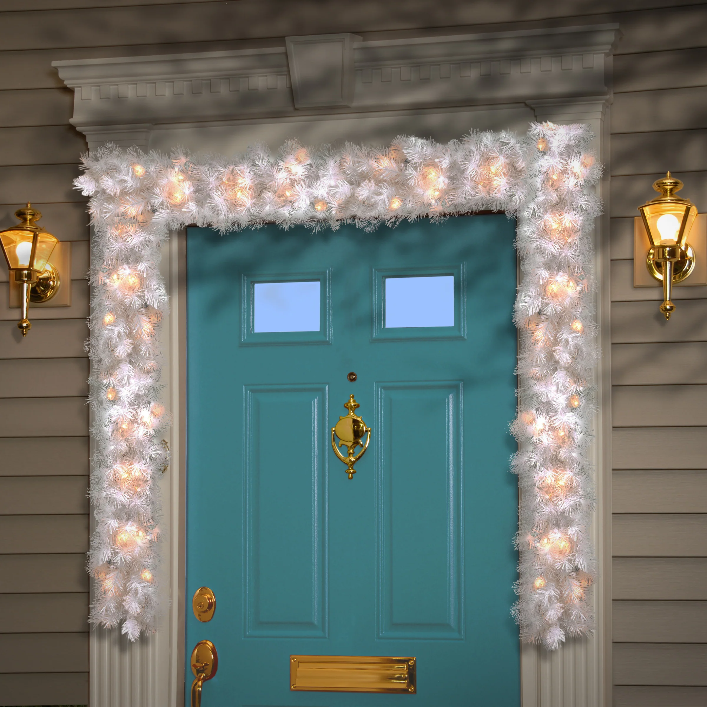 9 ft. Pre-Lit Wispy Willow White Garland with Clear Lights, Plug-In - Image 2