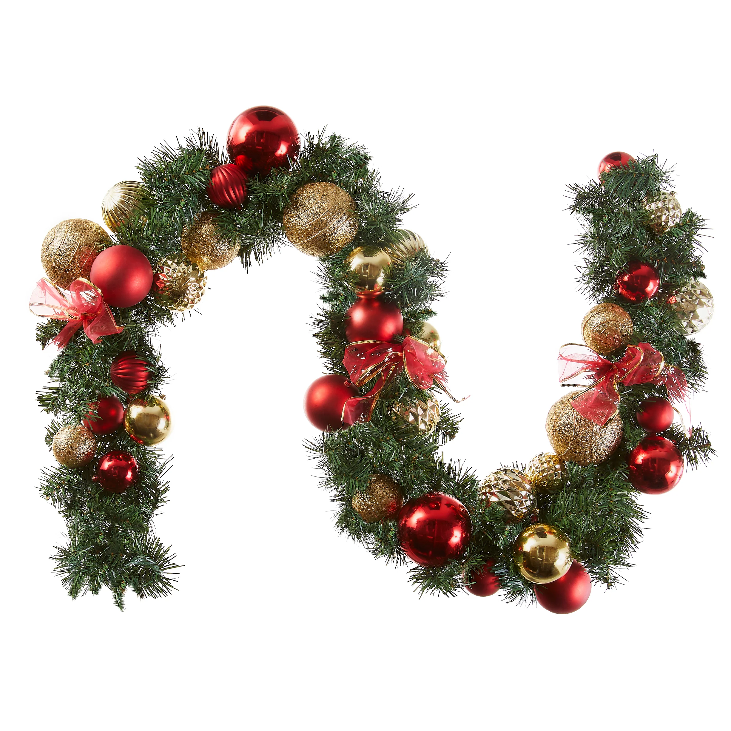 9 ft. Red and Green Ornament Garland