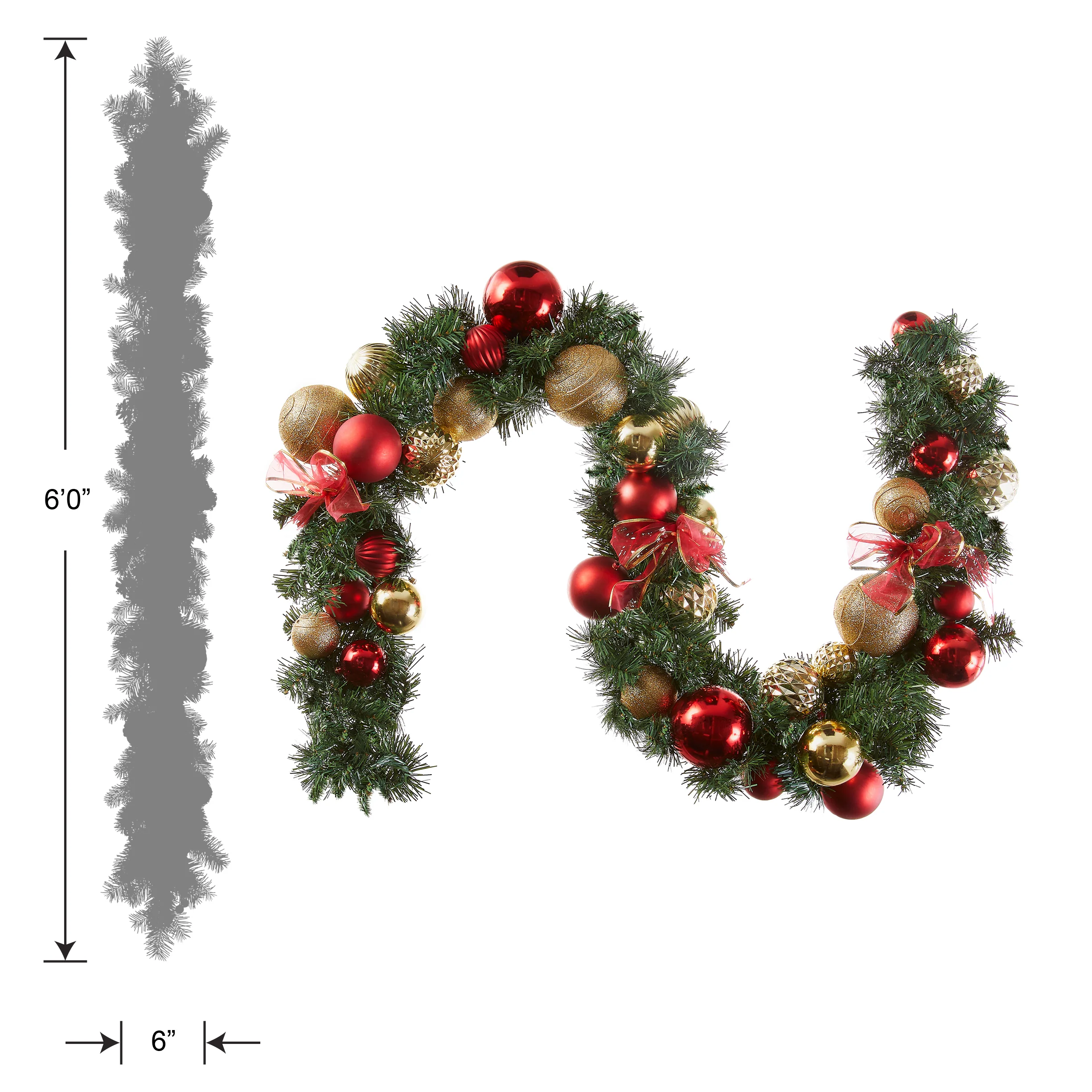 9 ft. Red and Green Ornament Garland - Image 5