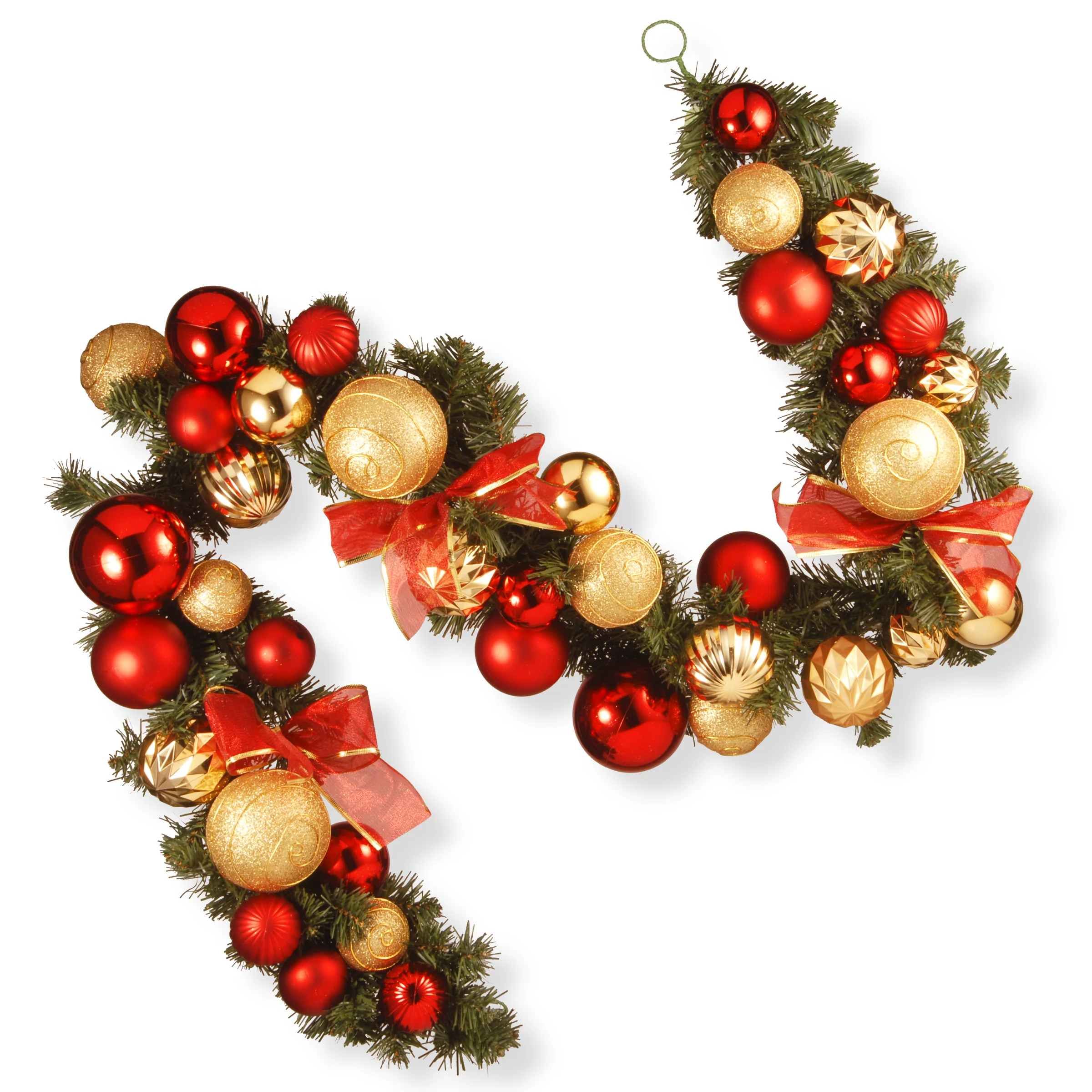 9 ft. Red and Green Ornament Garland - Image 6