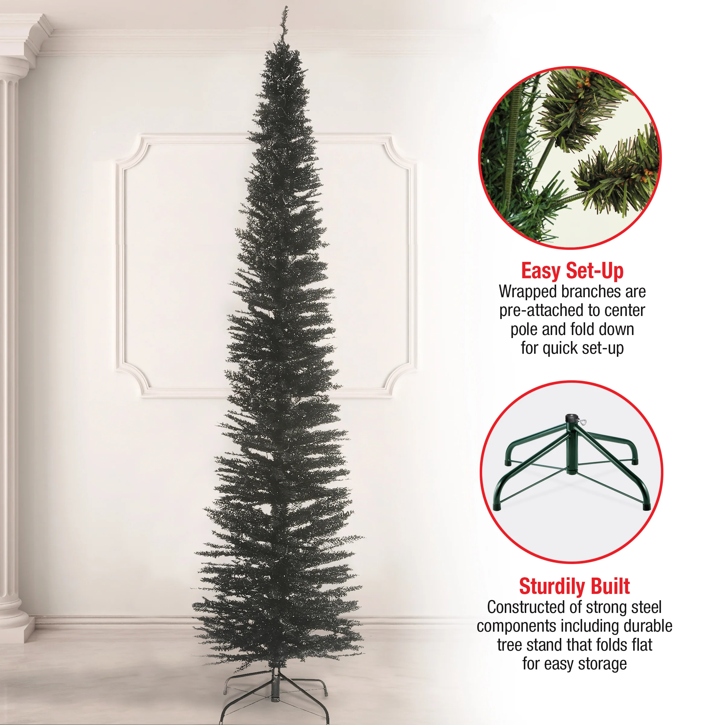 9 ft. Tinsel Collection Black Tree - Image 5
