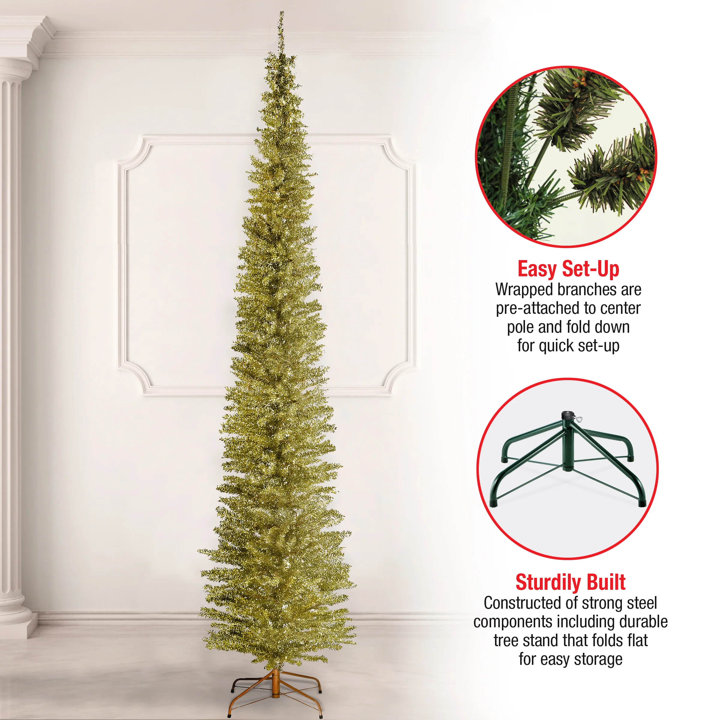 9 ft. Tinsel Collection Champagne Tree - Image 5