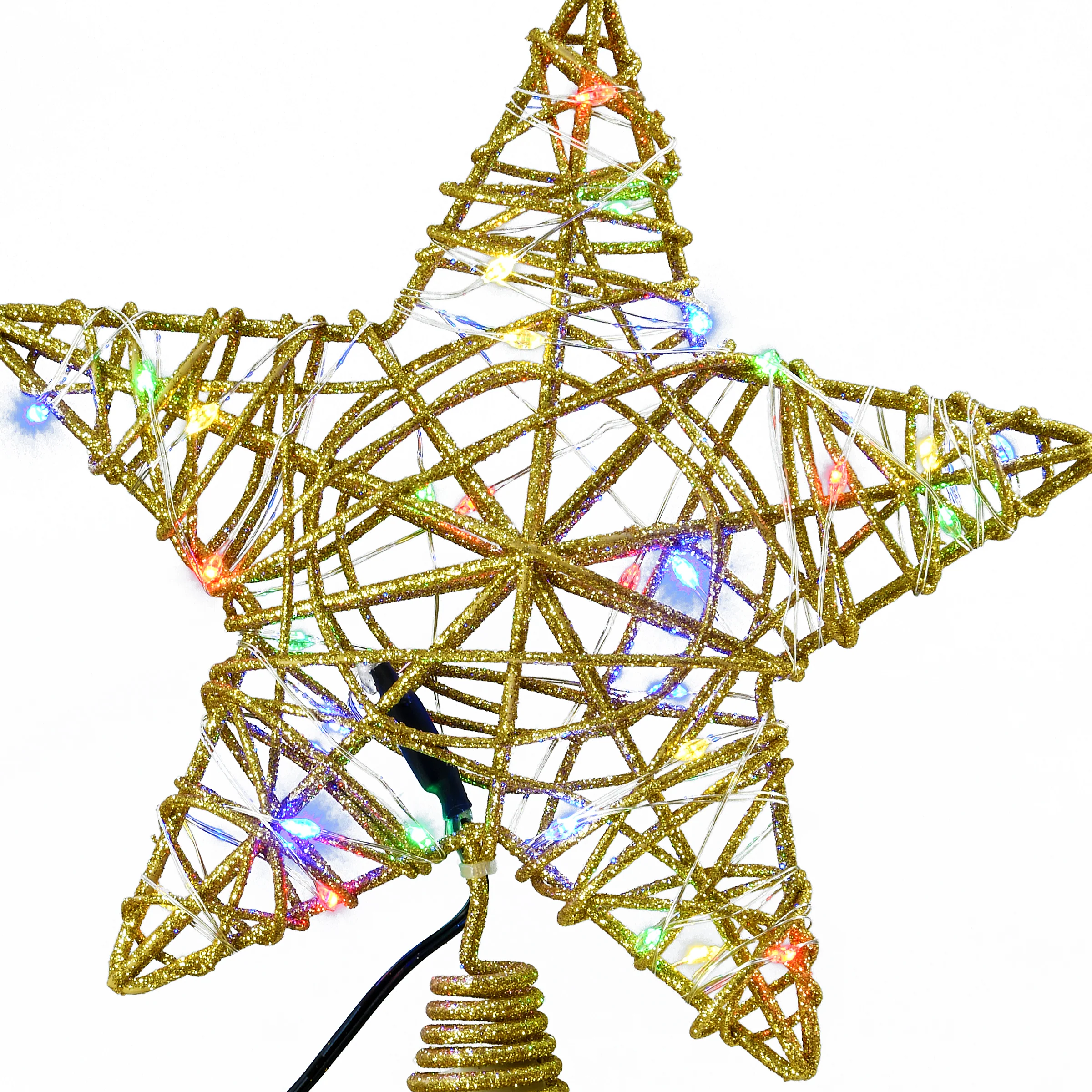 9 in. Gold Star Tree Top for Artificial Trees with Dual Color Lights, Plug-In - Image 3
