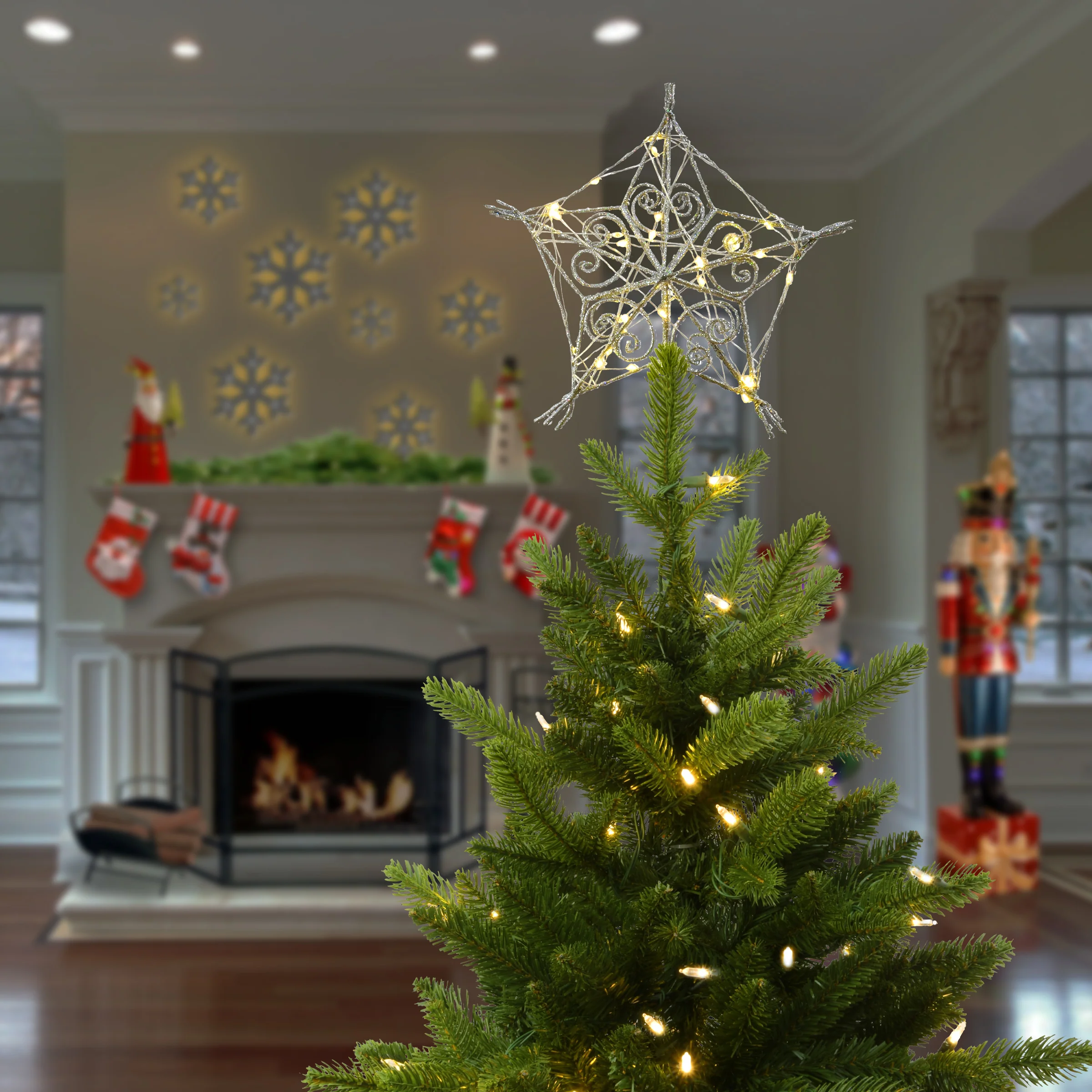 95 in. Snowflake Tree Top for Artificial Trees with Dual Color Lights - Image 2