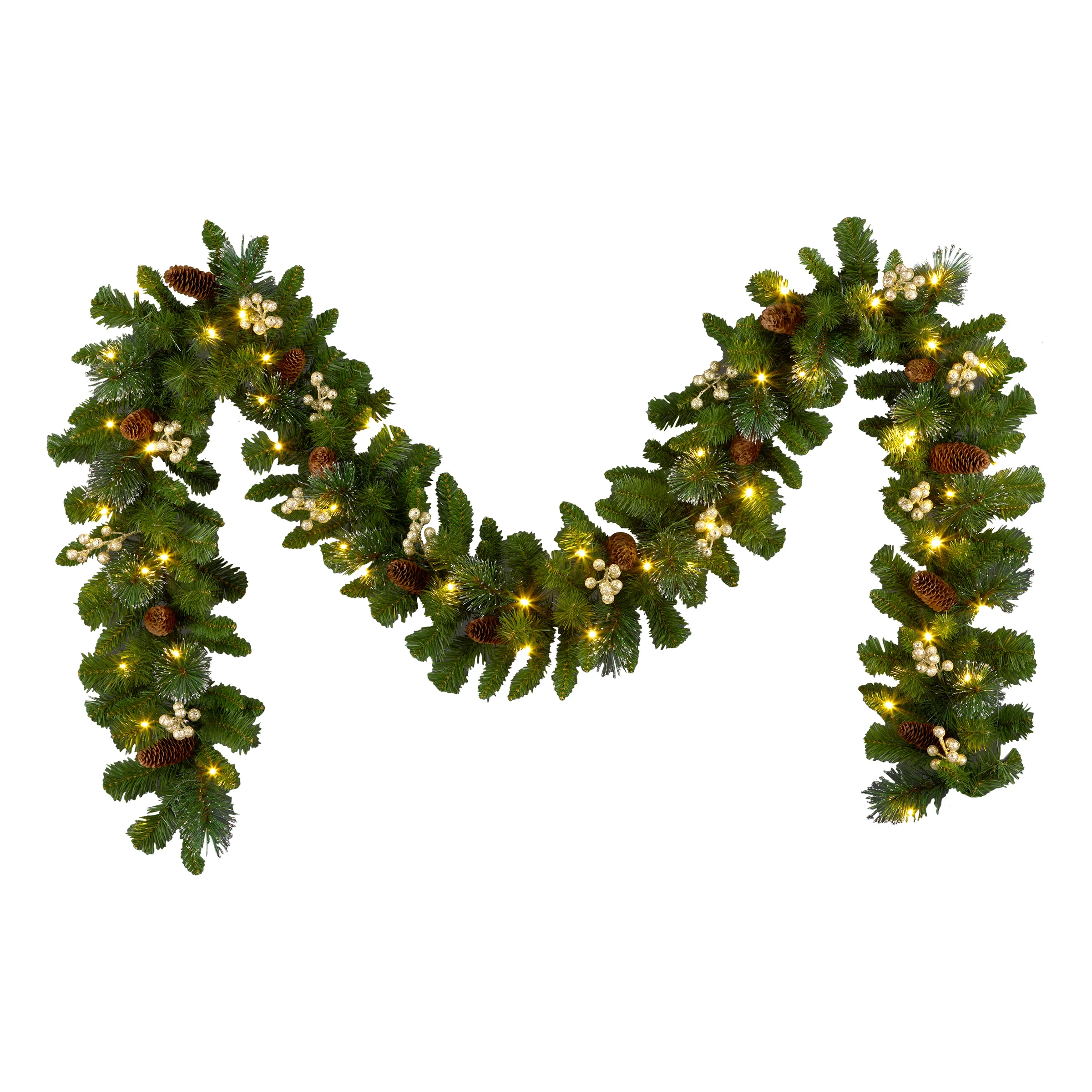 9ft. Crestwood Gold Spruce Garland with Clear Lights, Plug-In